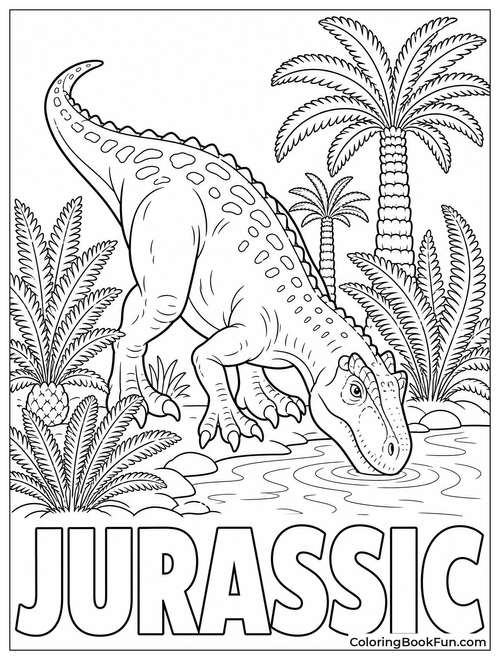 Allosaurus Drinking at Riverbank