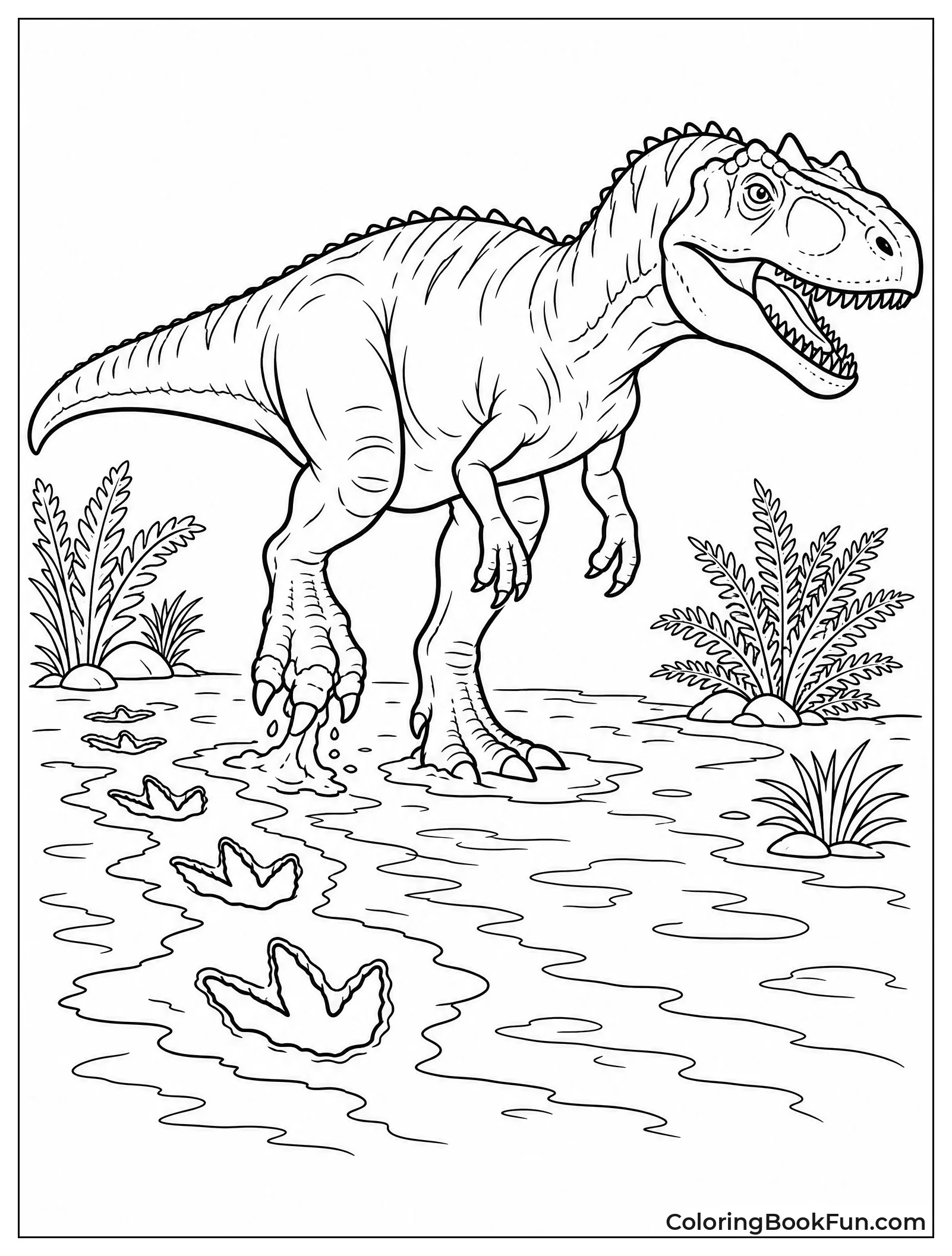 Allosaurus Leaving Deep Muddy Tracks