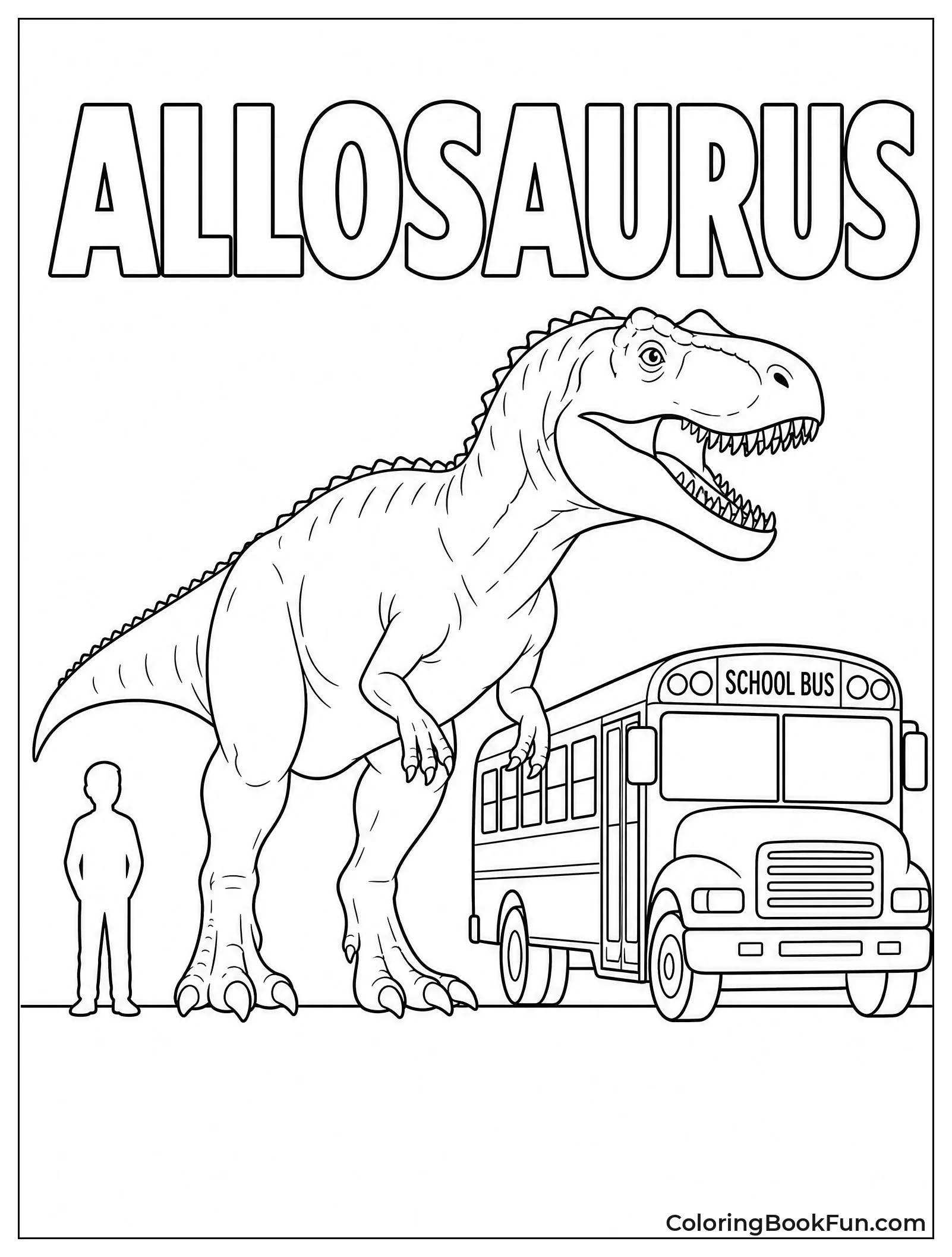 Allosaurus Next to School Bus