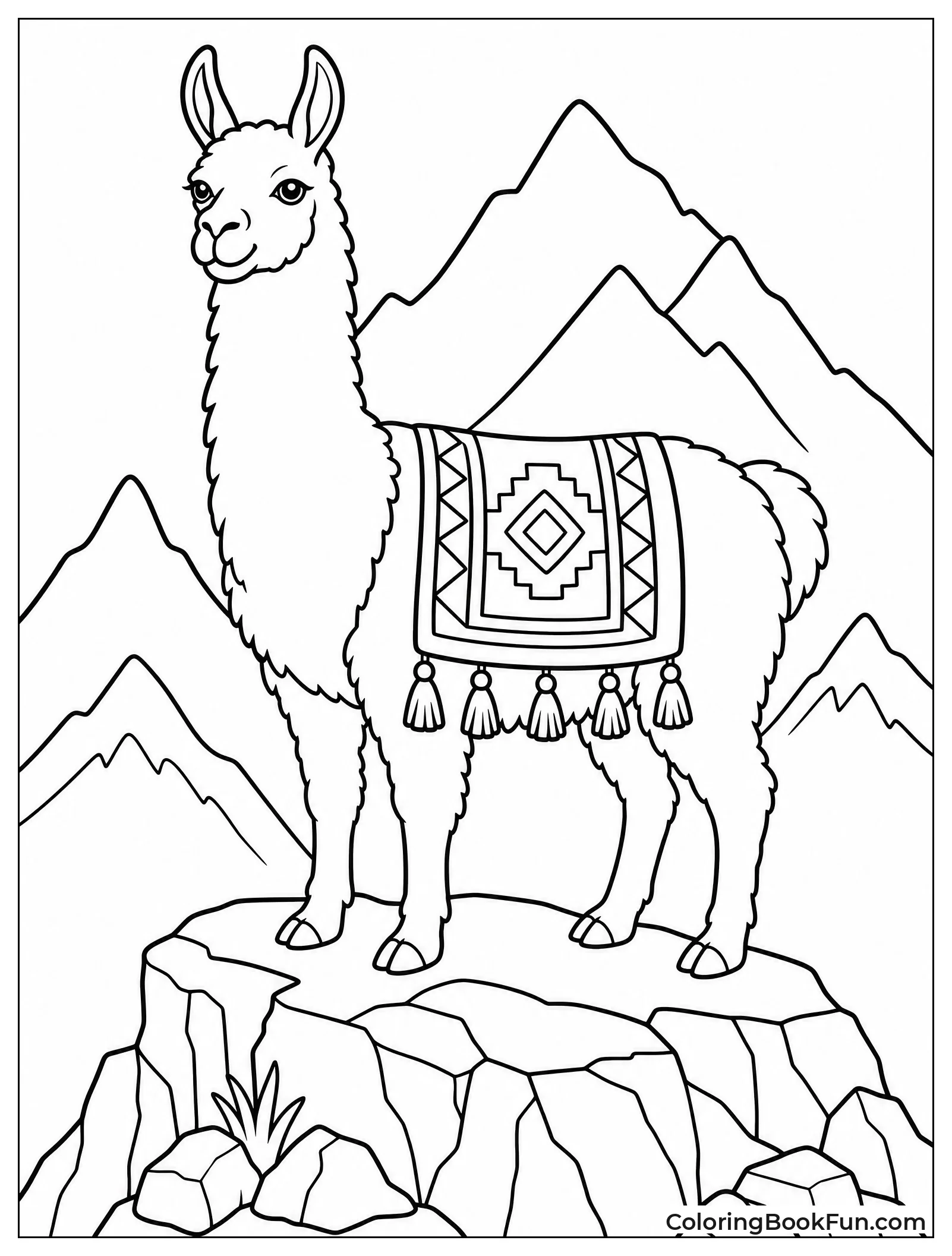 Llama on Rocky Mountain Cliff