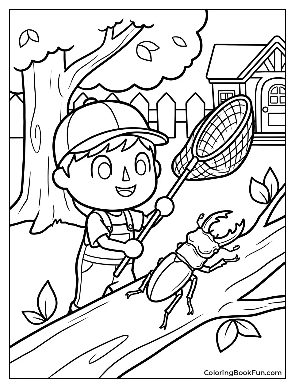 Villager Nets a Big Beetle