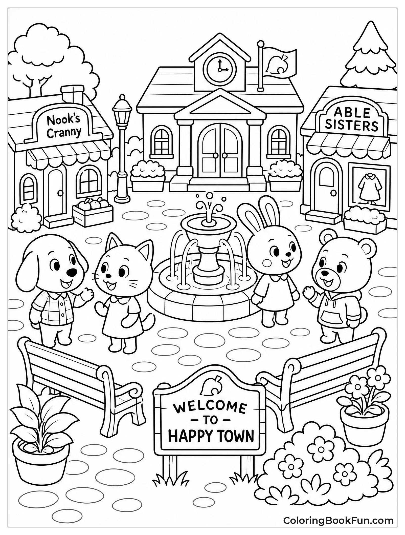 Villagers Chat in Busy Plaza