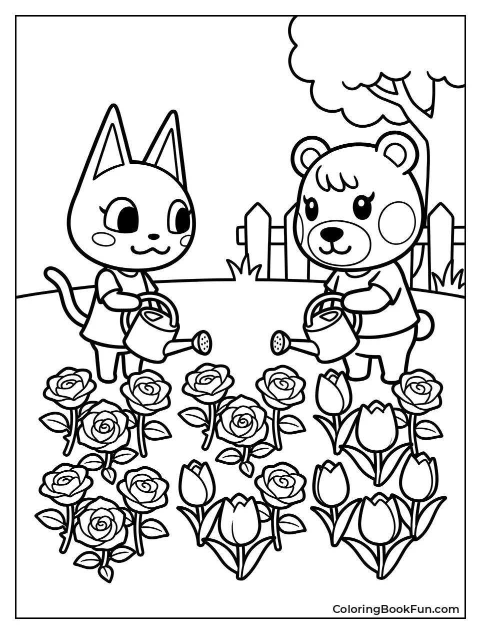 Watering Flowers with a Friend