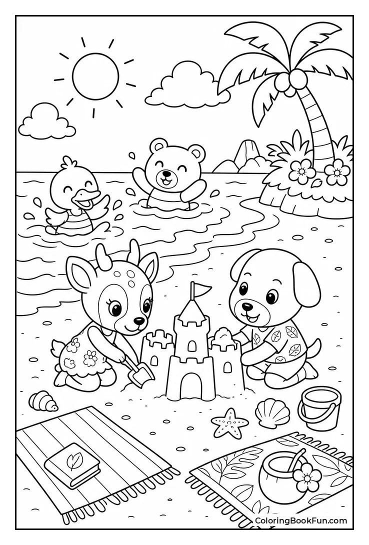 Building Sandcastles at Beach Party