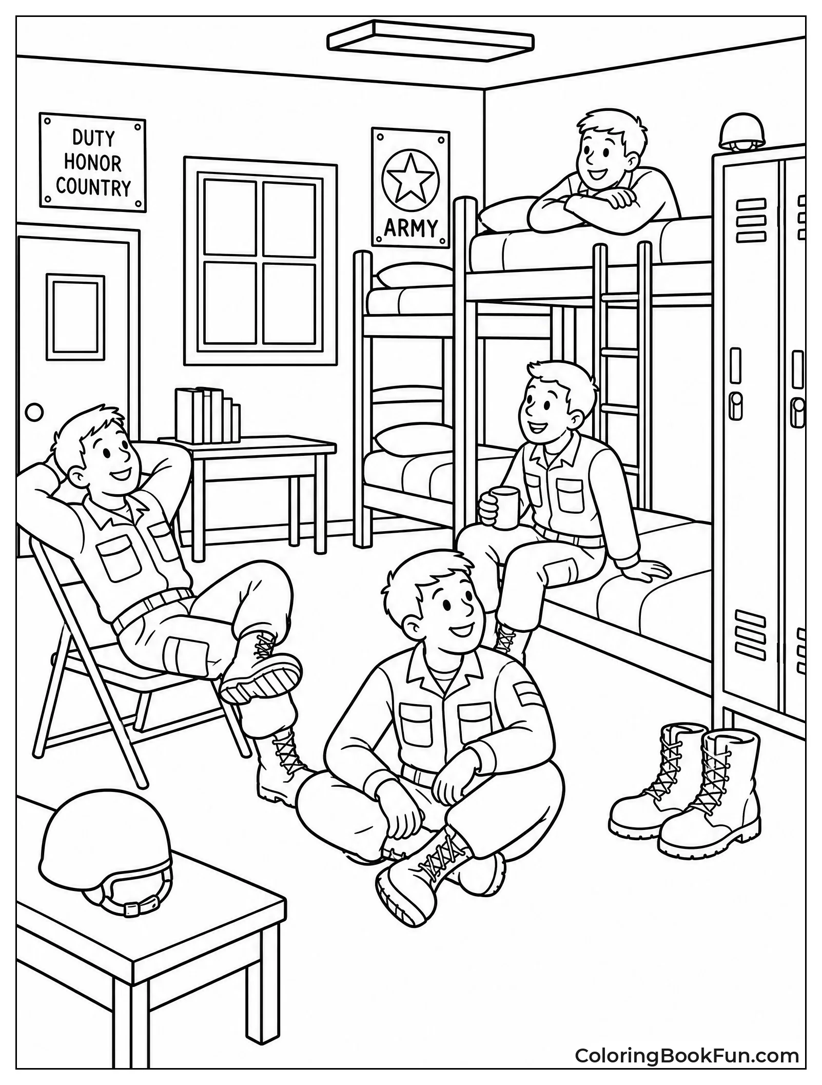 Soldiers Resting in Barracks