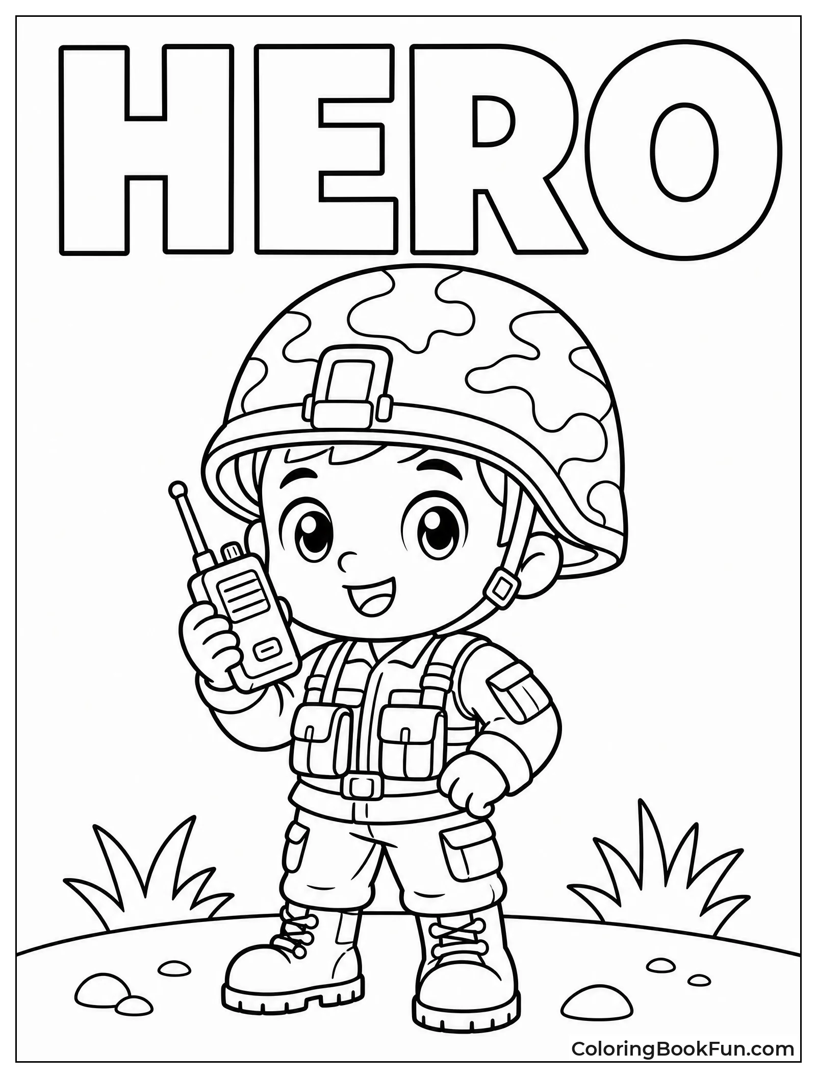 Cute Soldier Holding a Radio