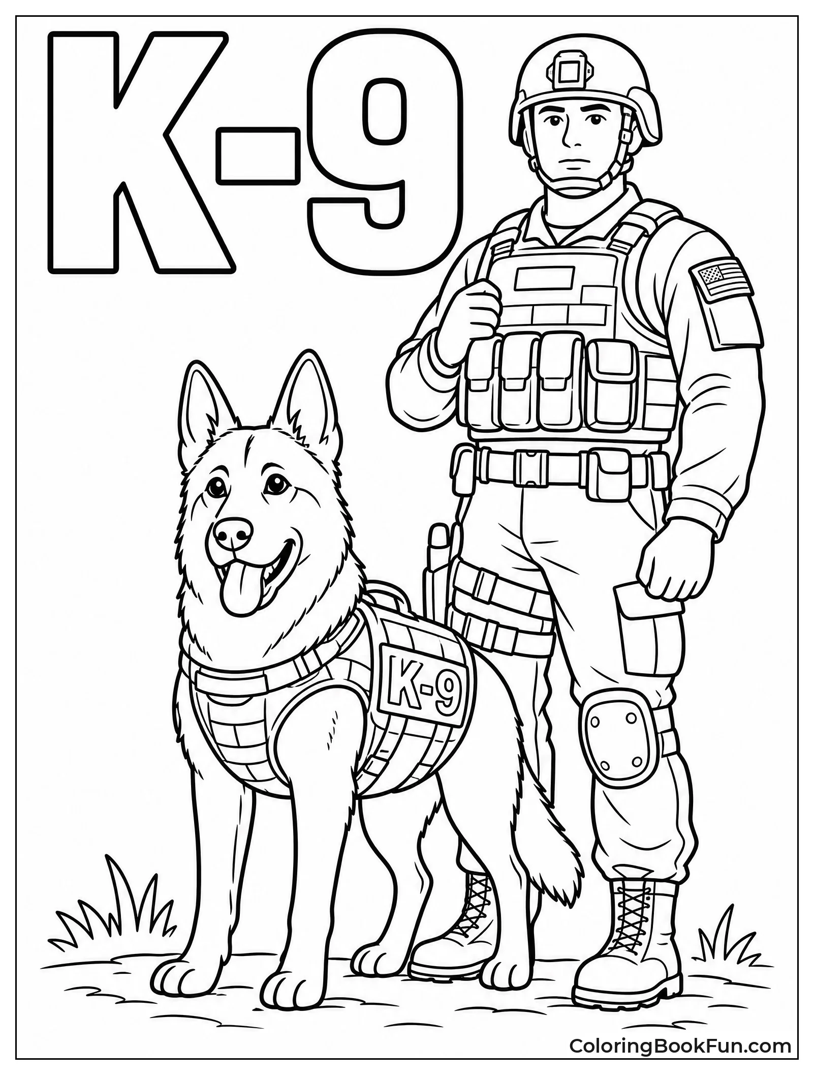 Soldier Standing with K9 Dog