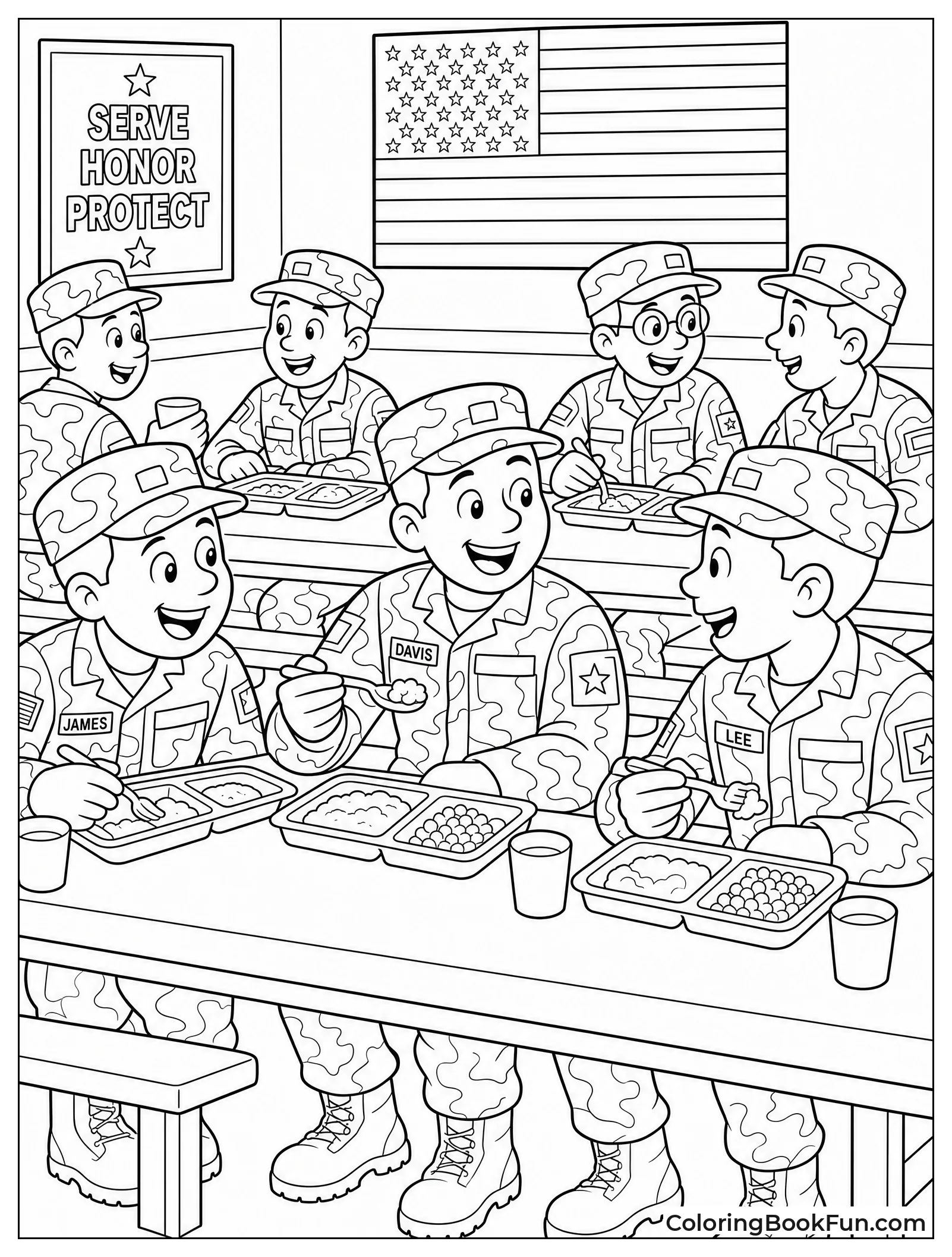 Soldiers Eating Lunch Together