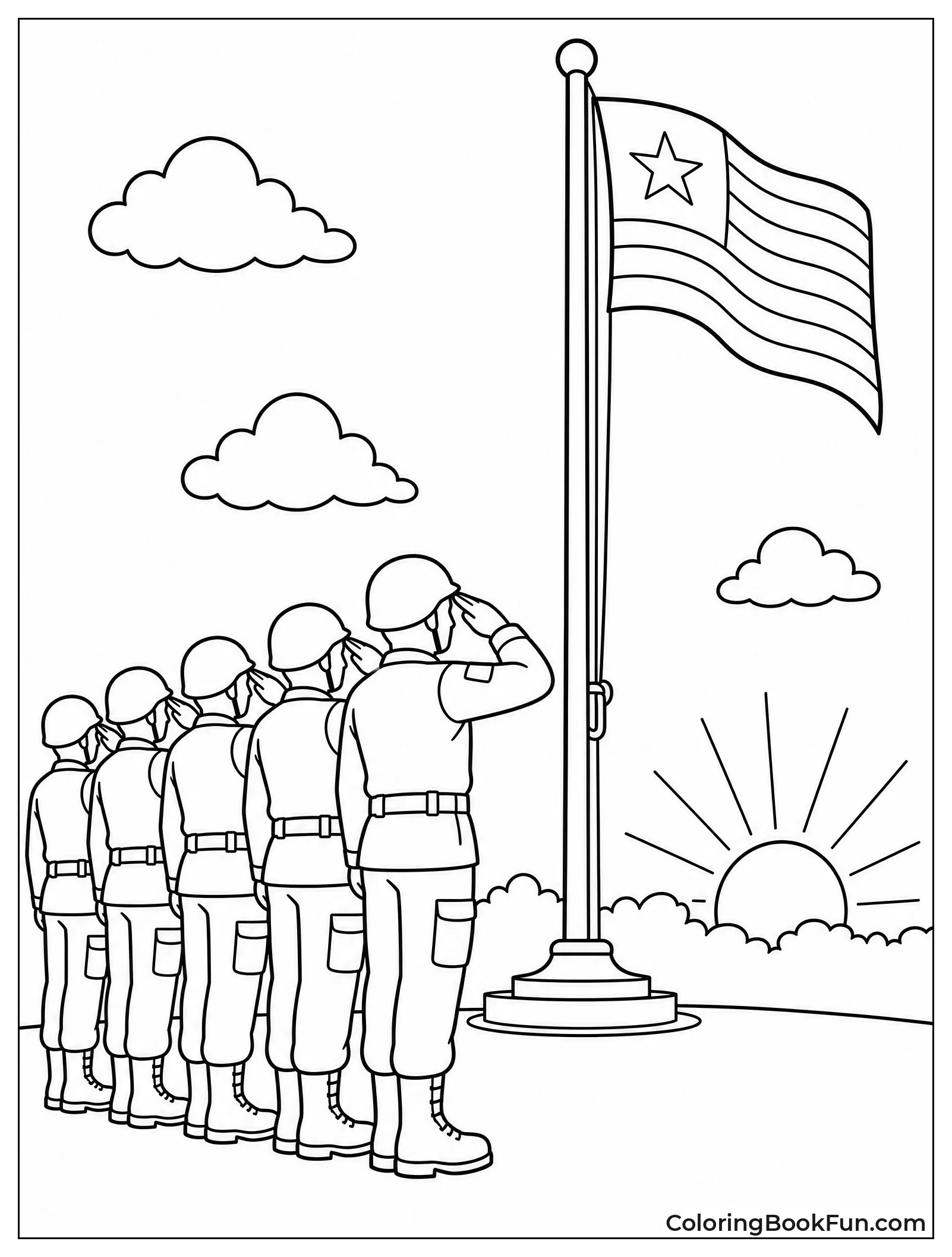 Soldiers Saluting the Morning Flag