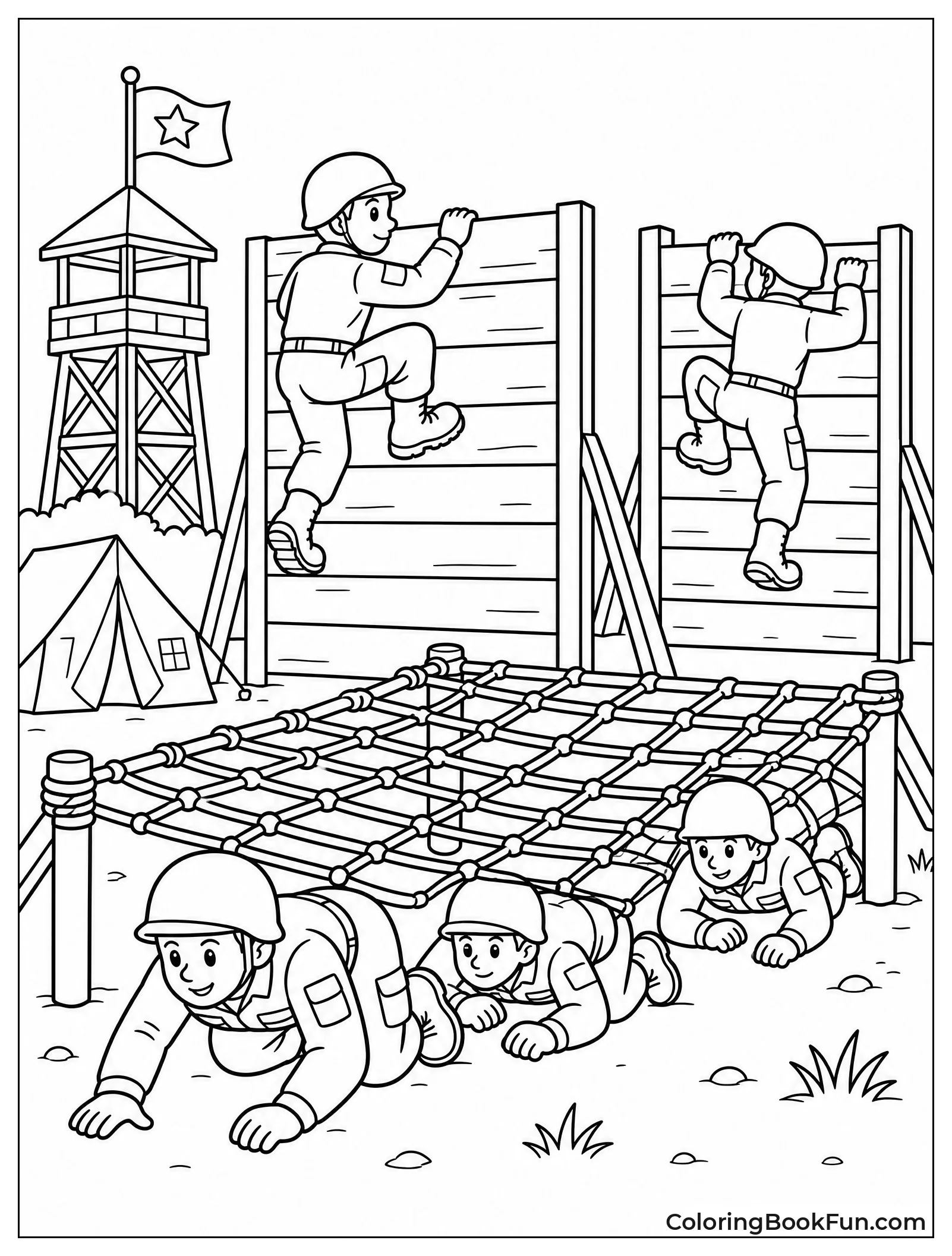 Soldiers Training on Obstacle Course
