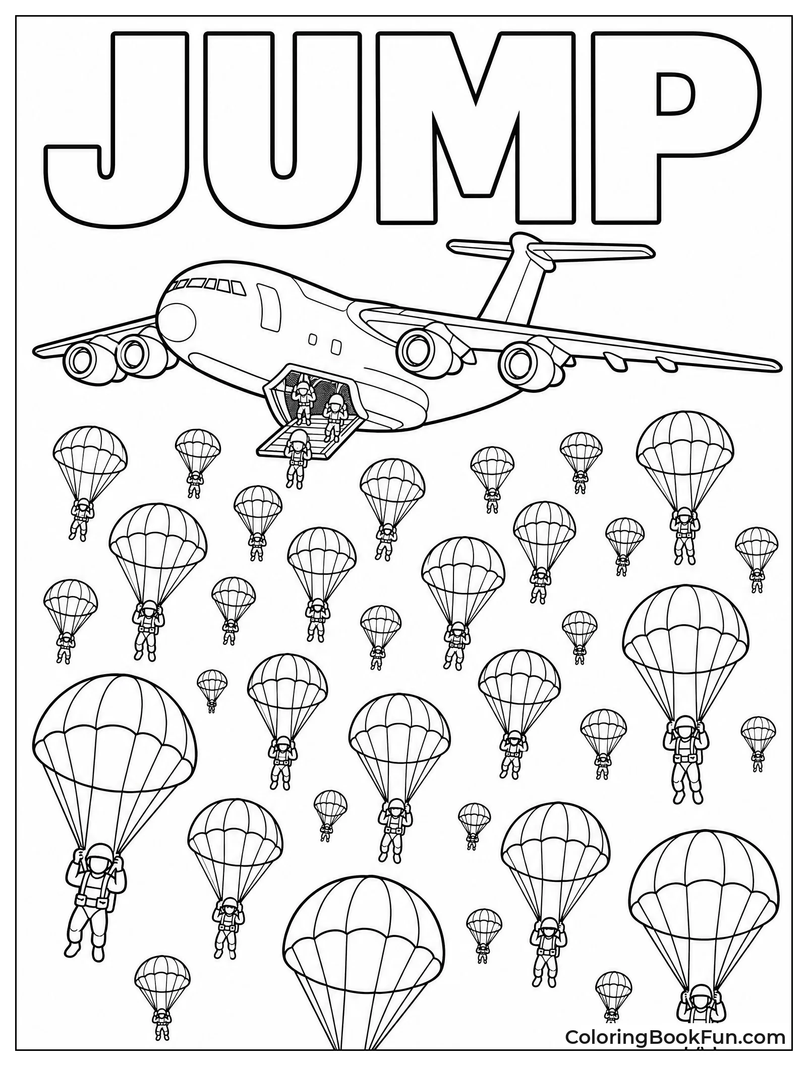 Soldiers Parachuting from a Plane
