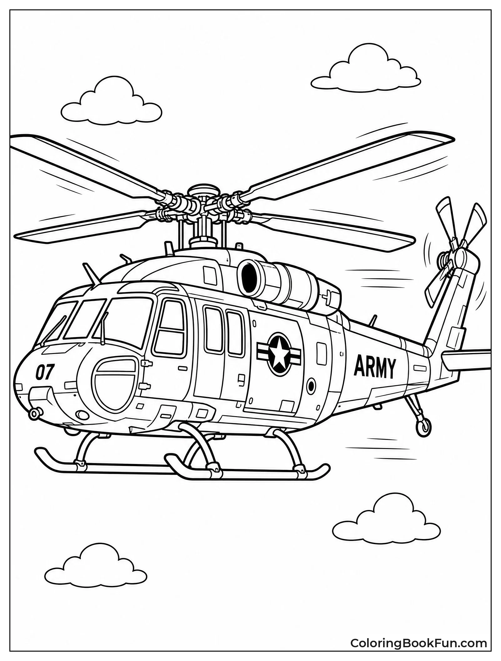 Military Helicopter Flying in the Sky