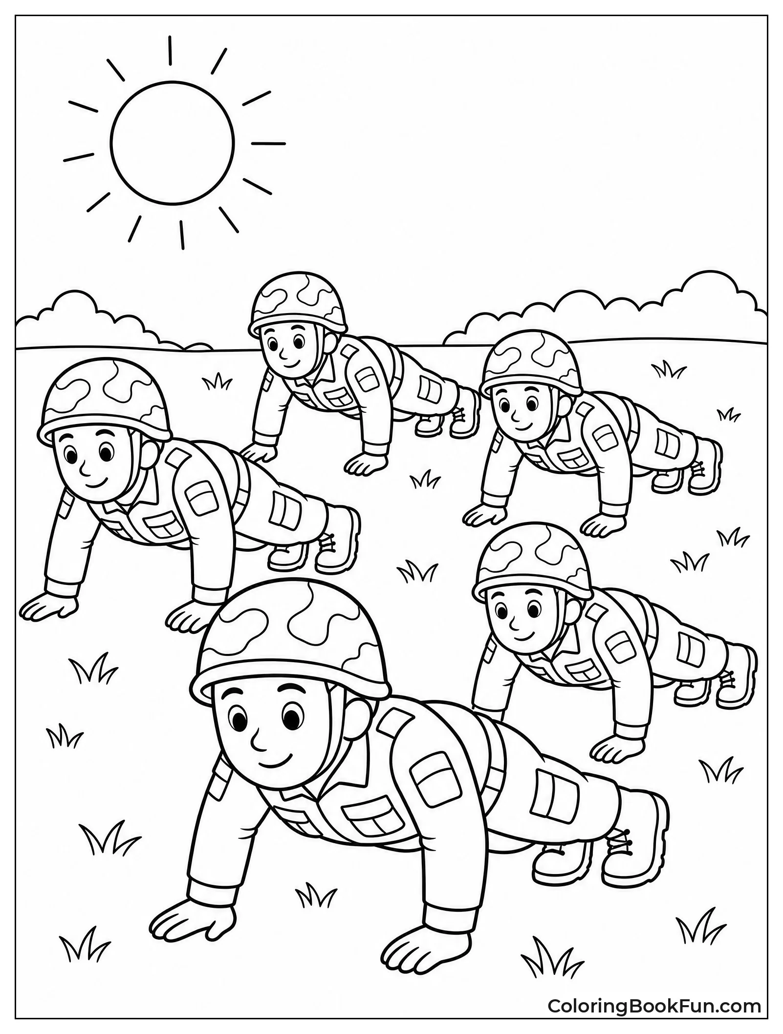 Soldiers Doing Push Ups Outside