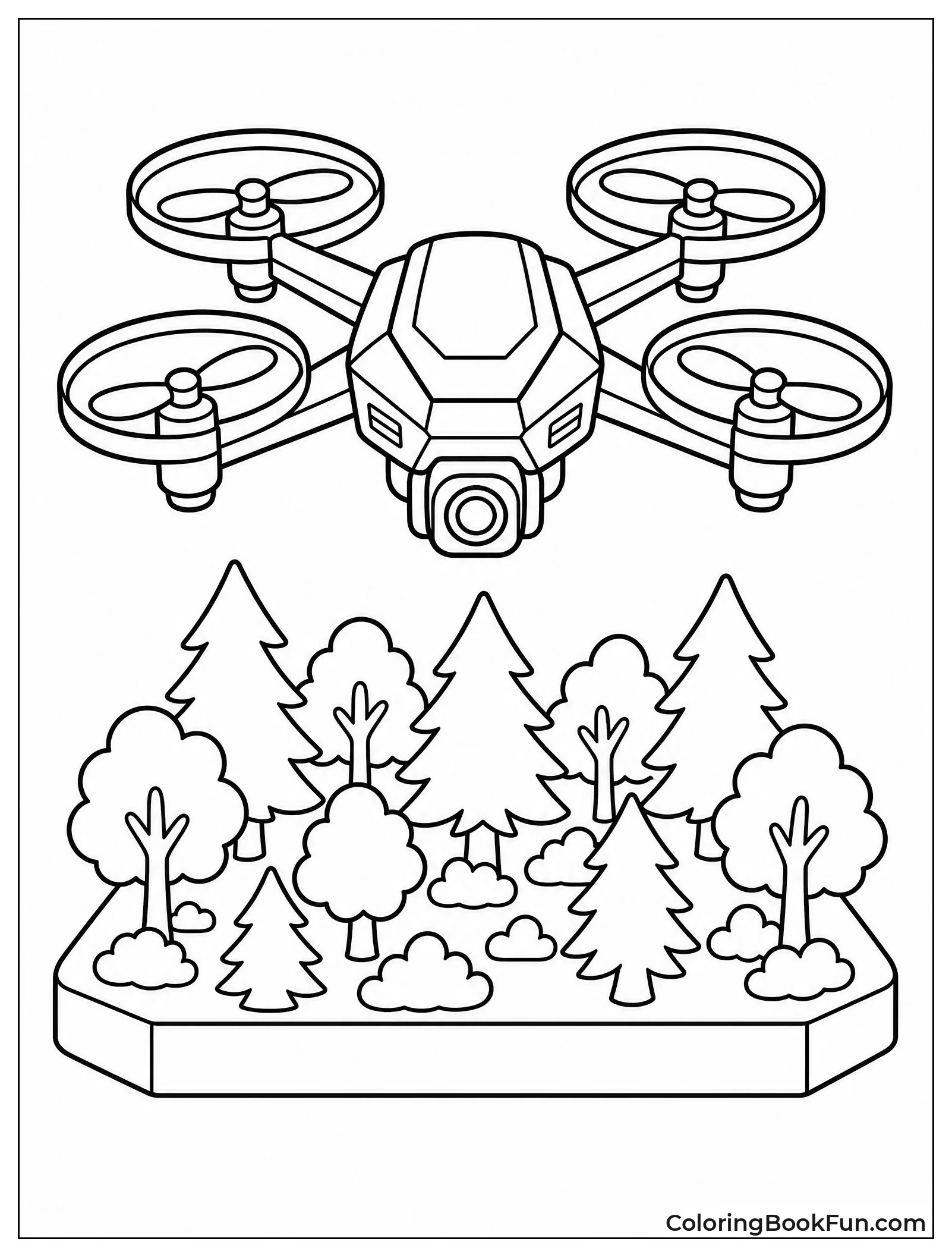 Small Drone Flying over Forest