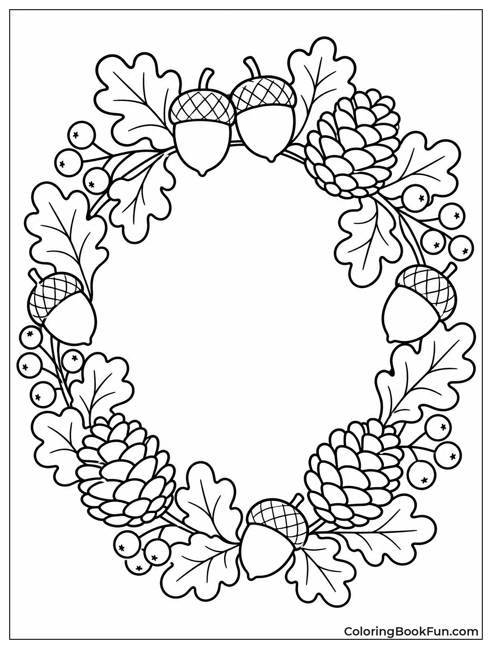 Wreath Made Of Acorns And Leaves