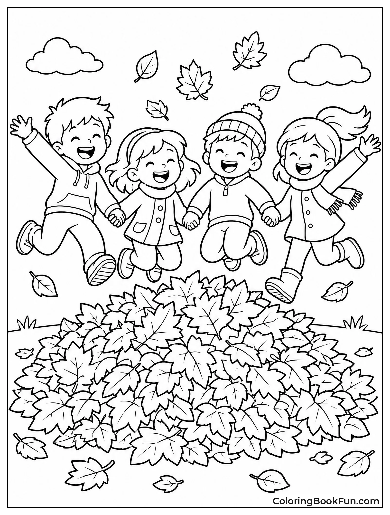 Jumping in Big Leaf Pile