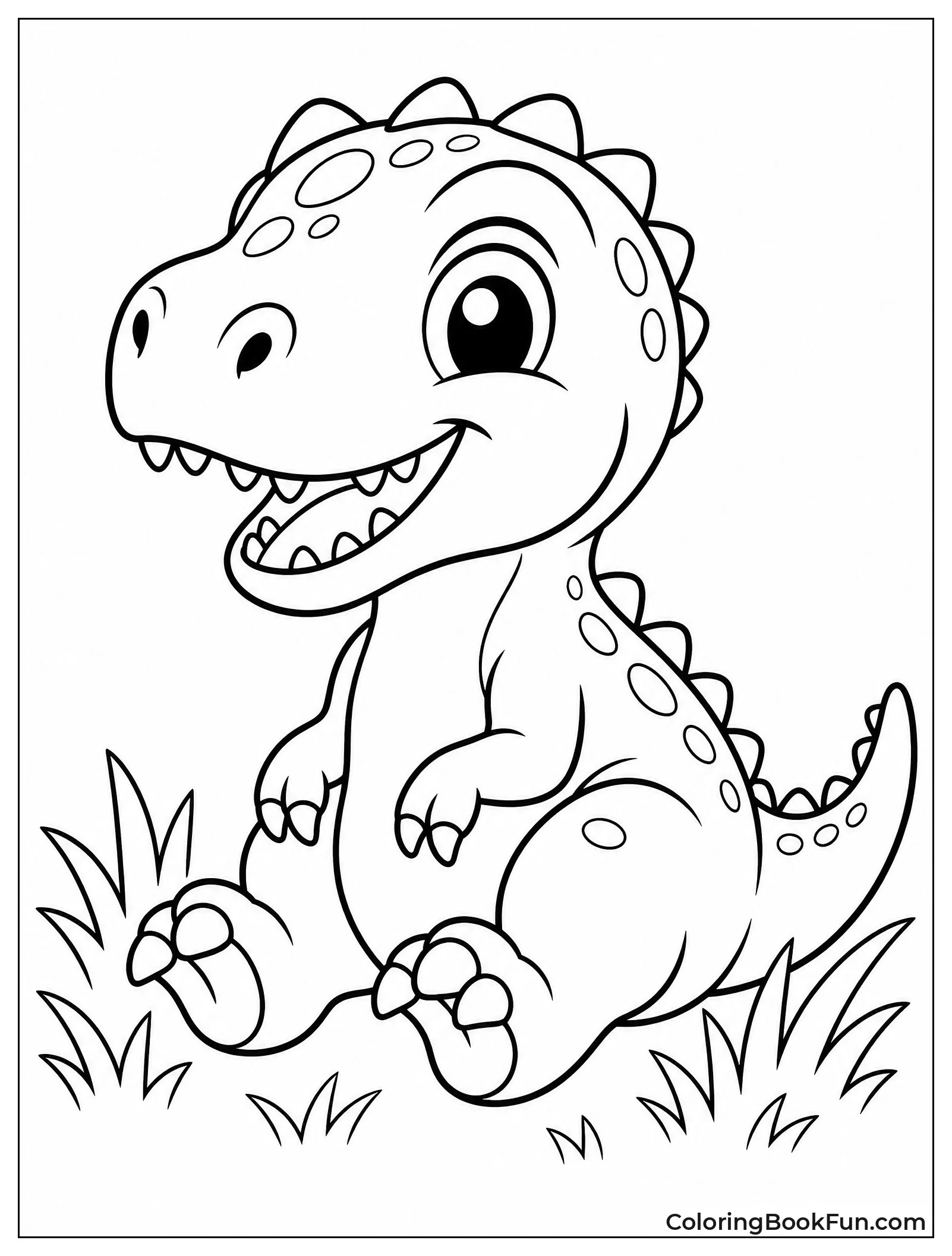 Smiling Baby Allosaurus in Grass