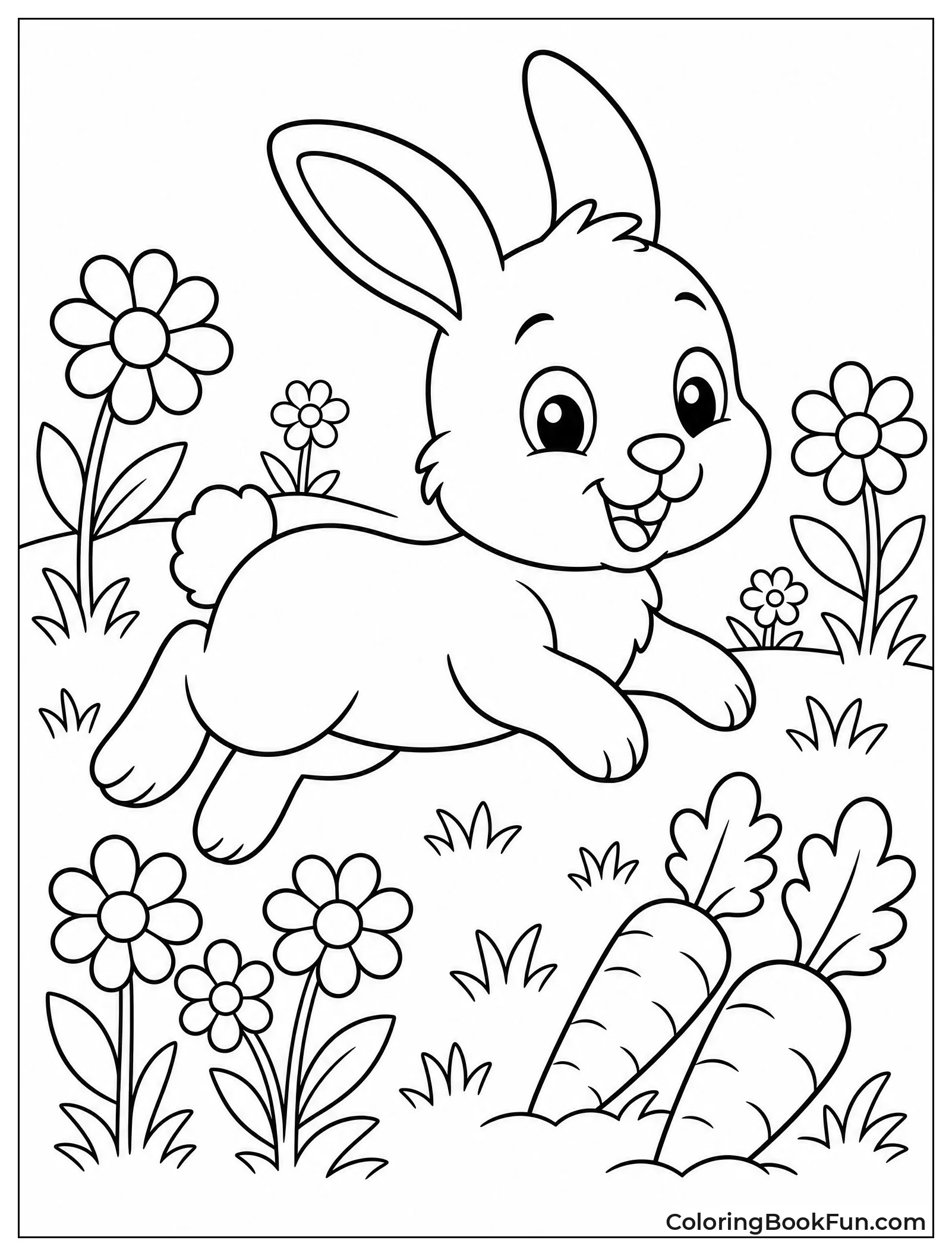 Bunny Hops in Flower Meadow