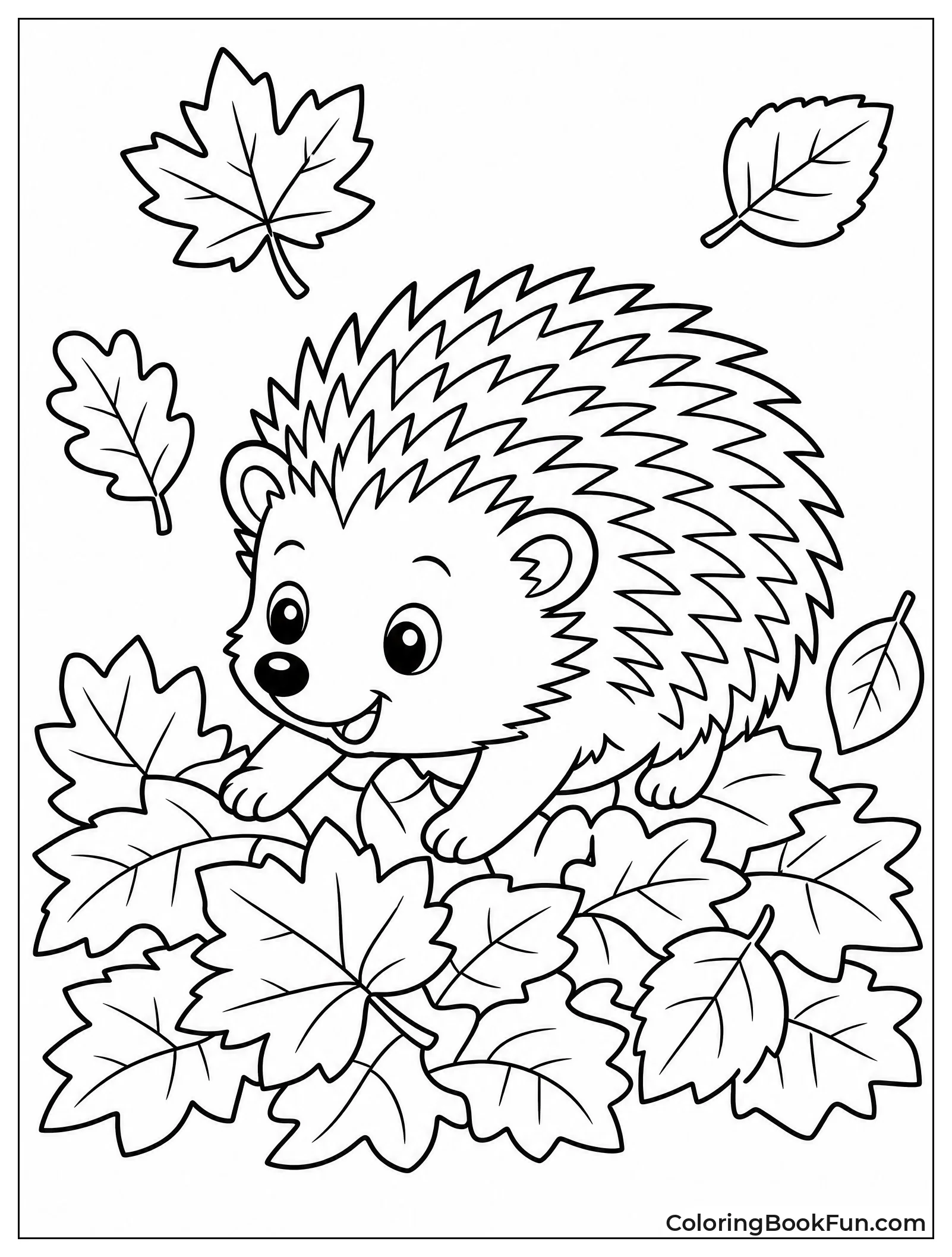 Hedgehog Explores Autumn Leaves