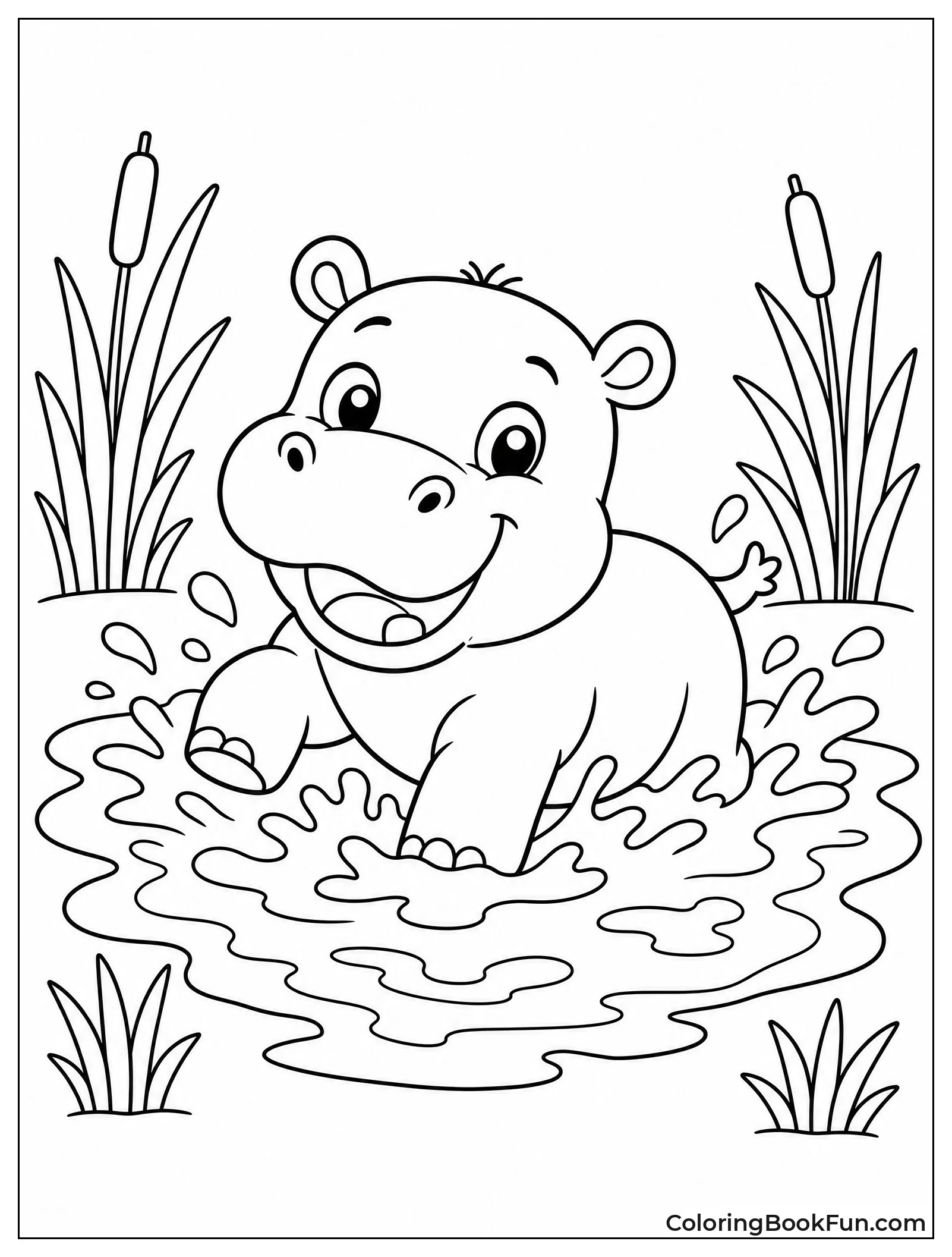 Hippo Splashes in Muddy River