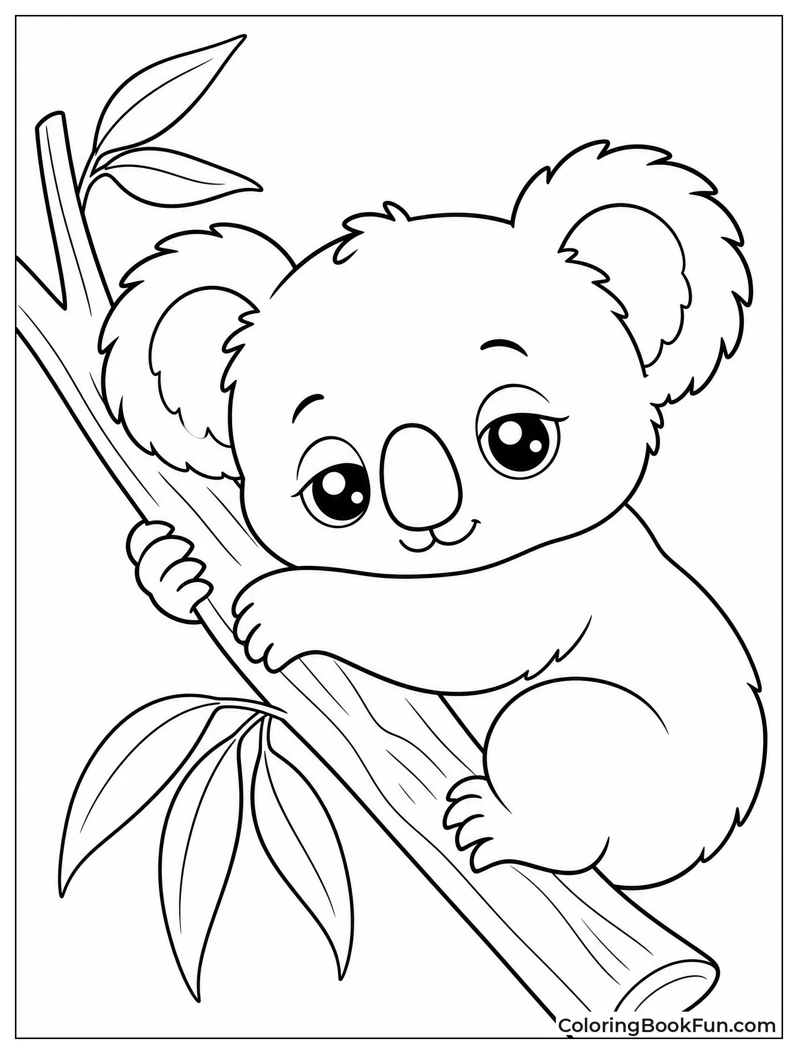 Koala Clings to Tree Branch