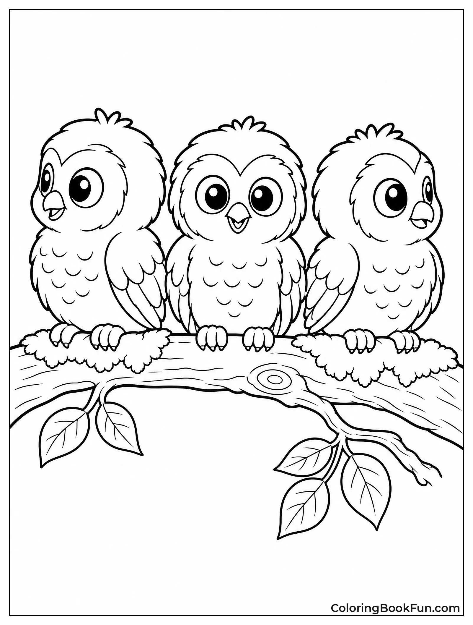Owls Perch on Mossy Branch