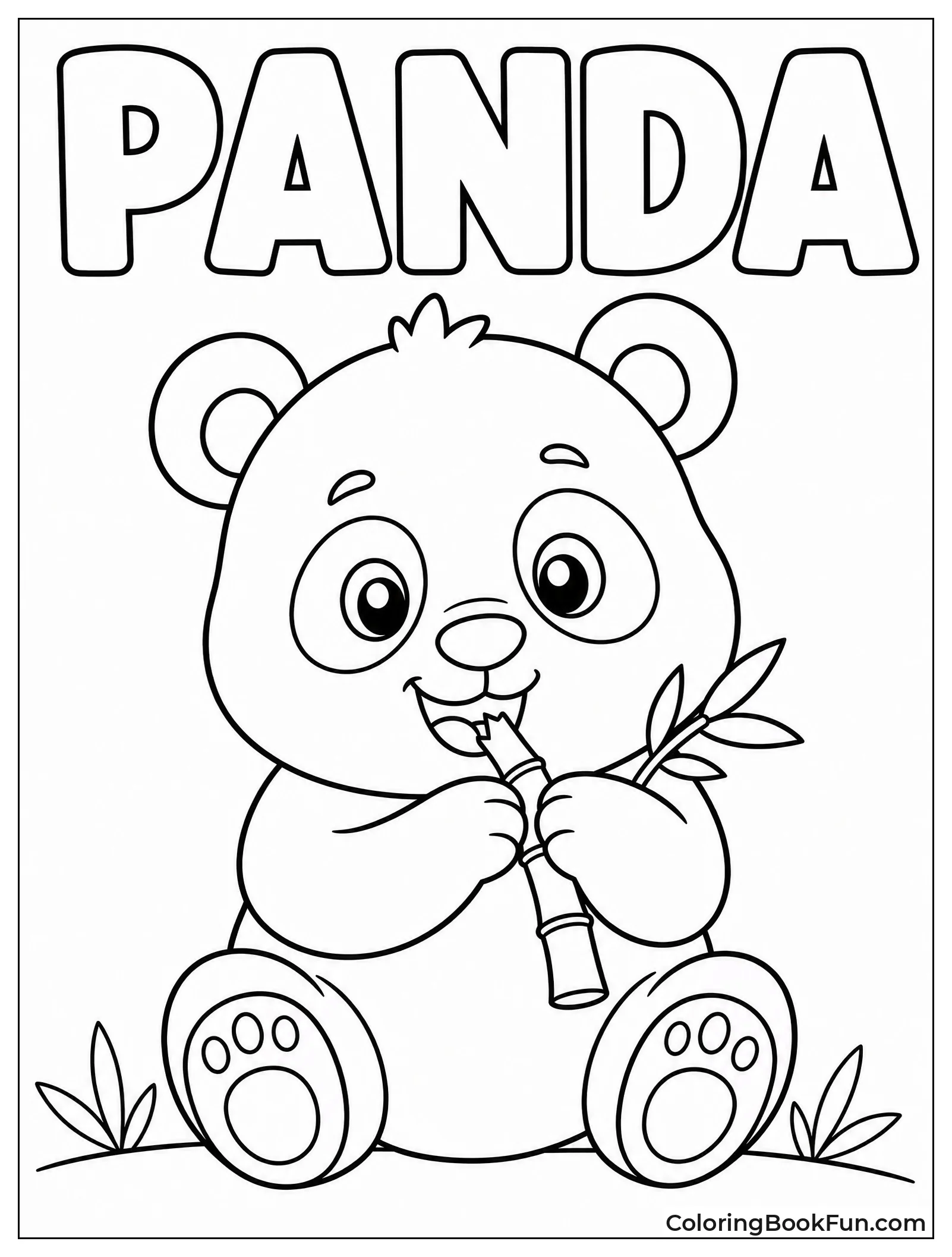 Panda Cub Eats Bamboo Shoot
