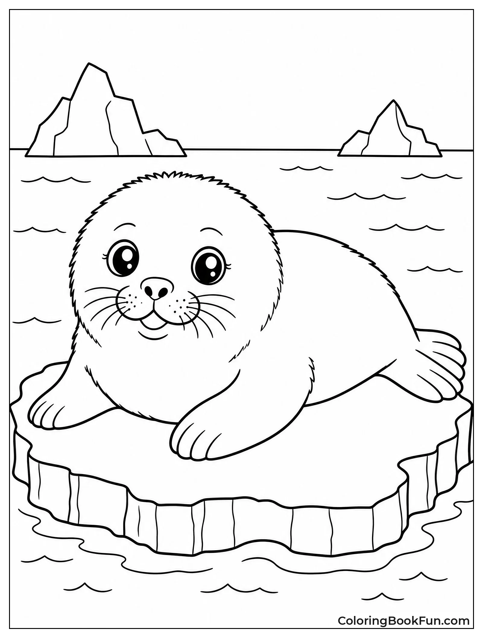 Seal Pup Rests on Ice