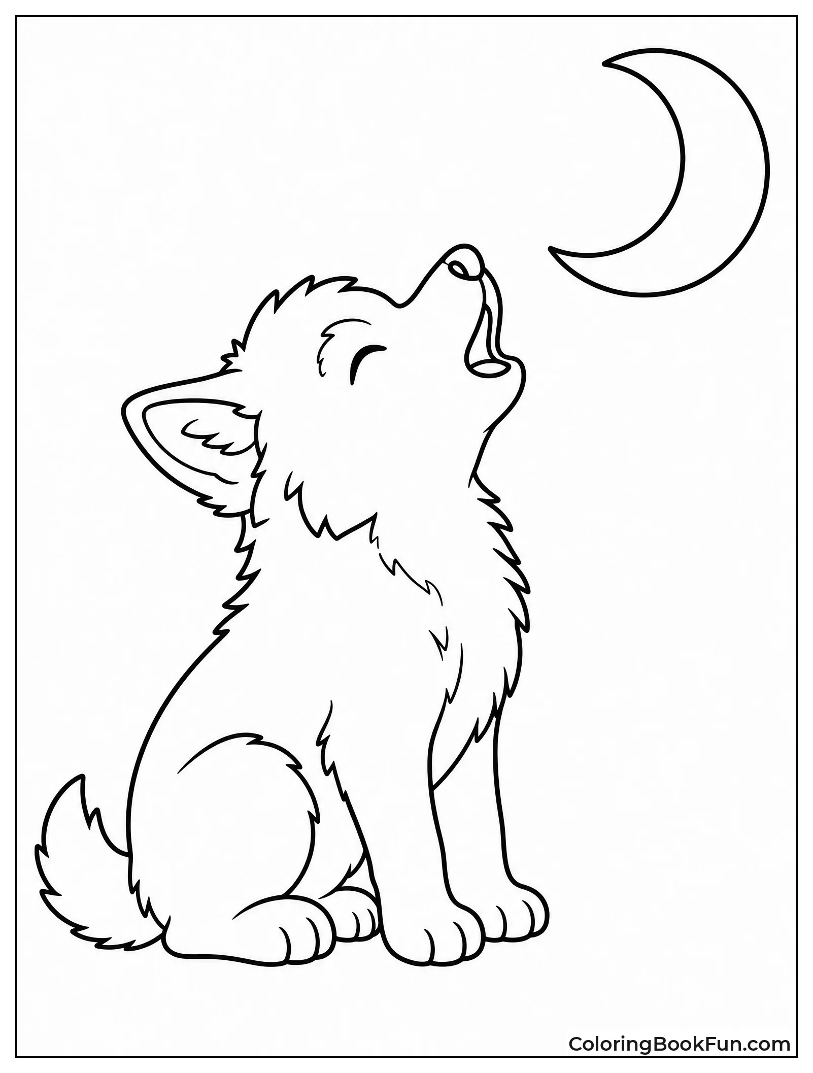 Wolf Pup Howls at Moon