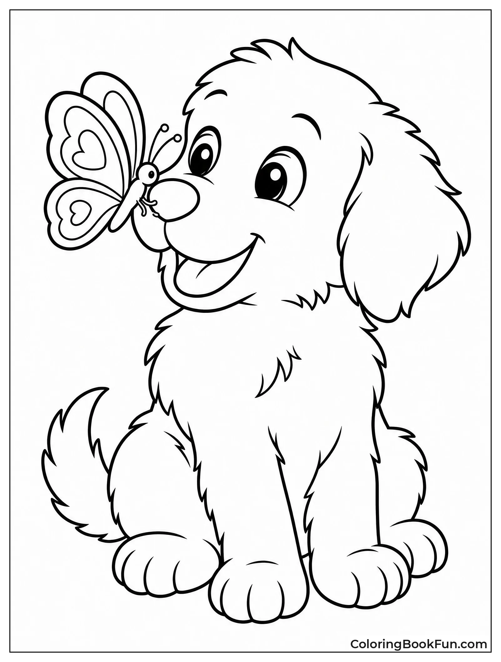 Puppy Watches Butterfly on Nose