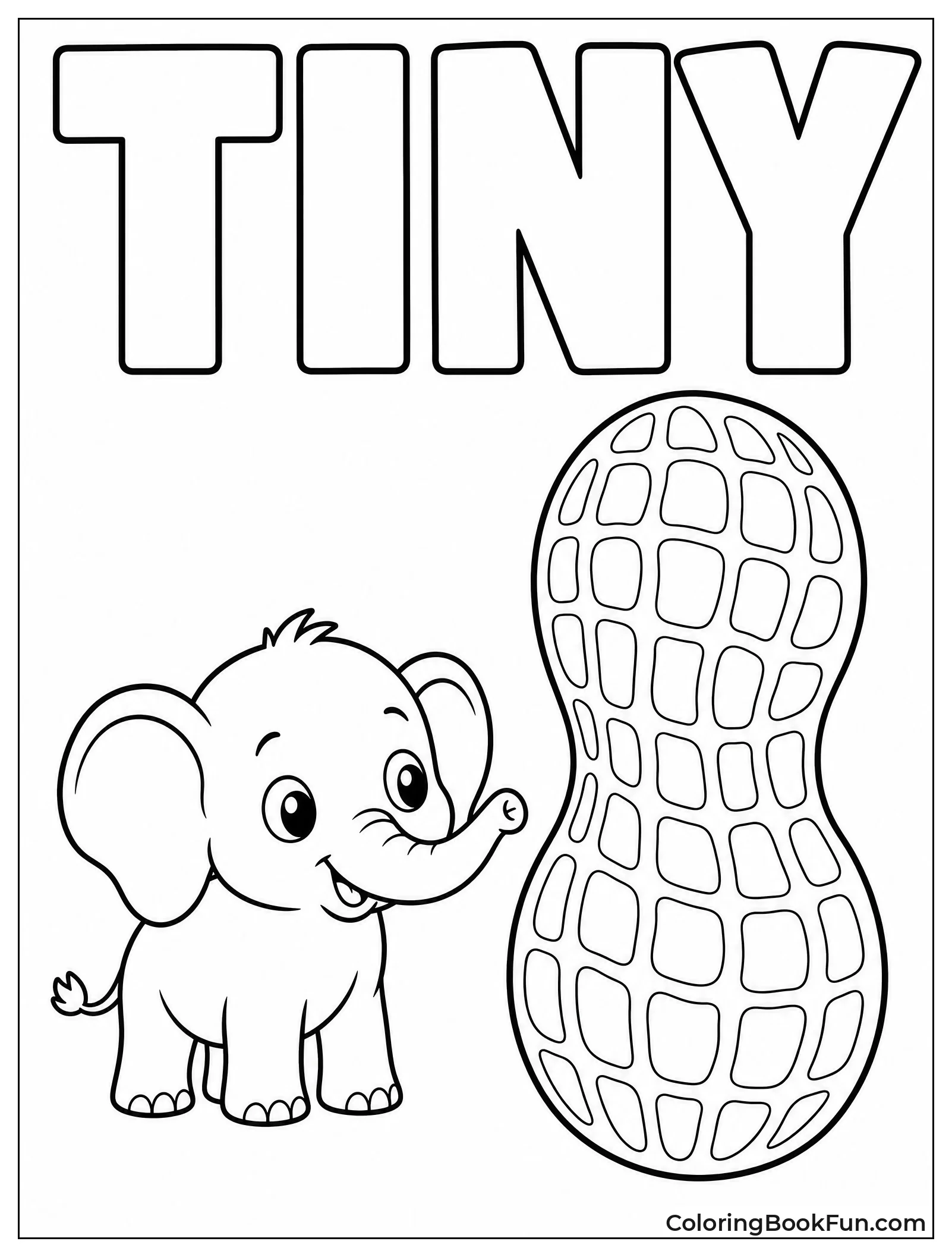 Elephant Stands by Giant Peanut