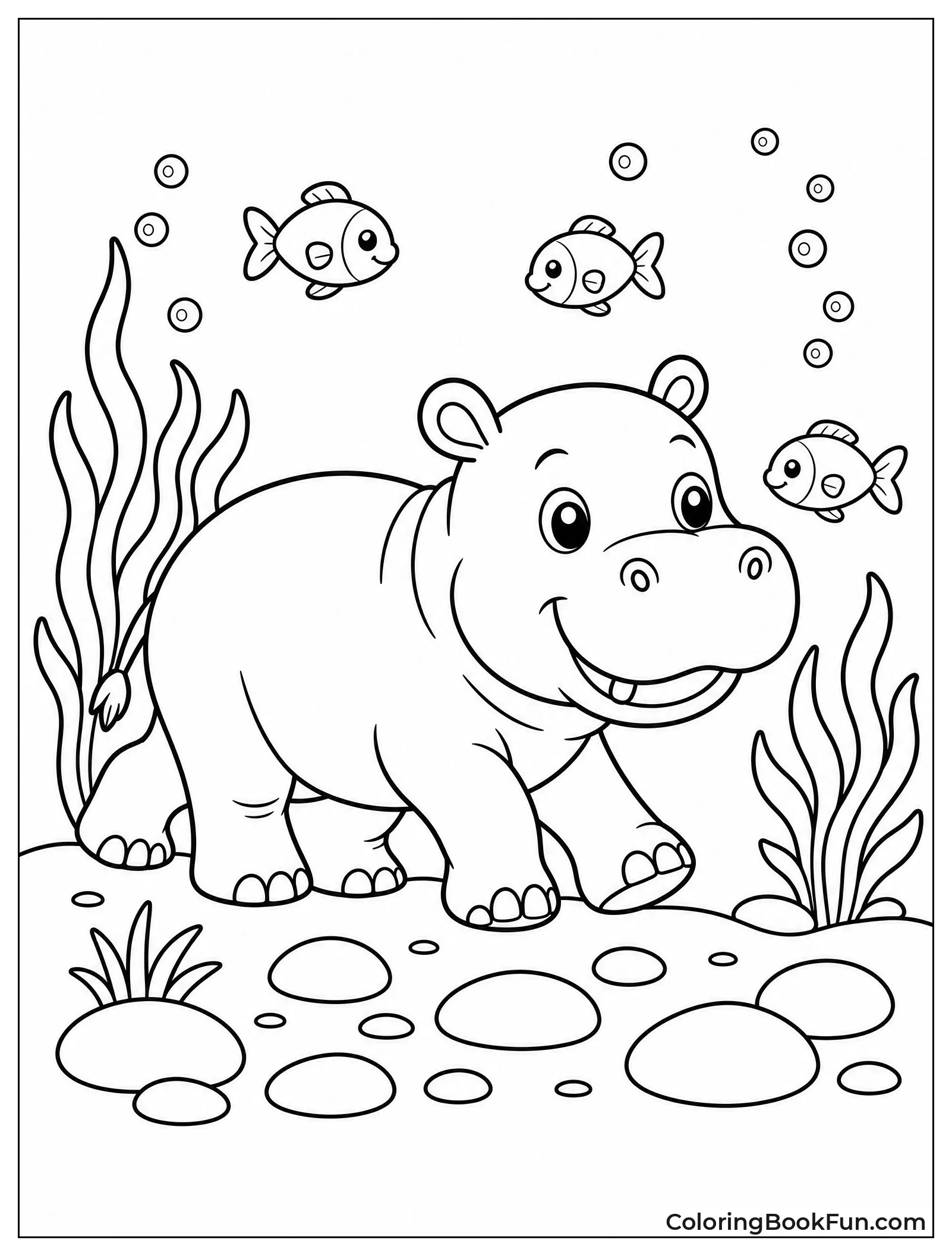 Hippo Walks Under Water
