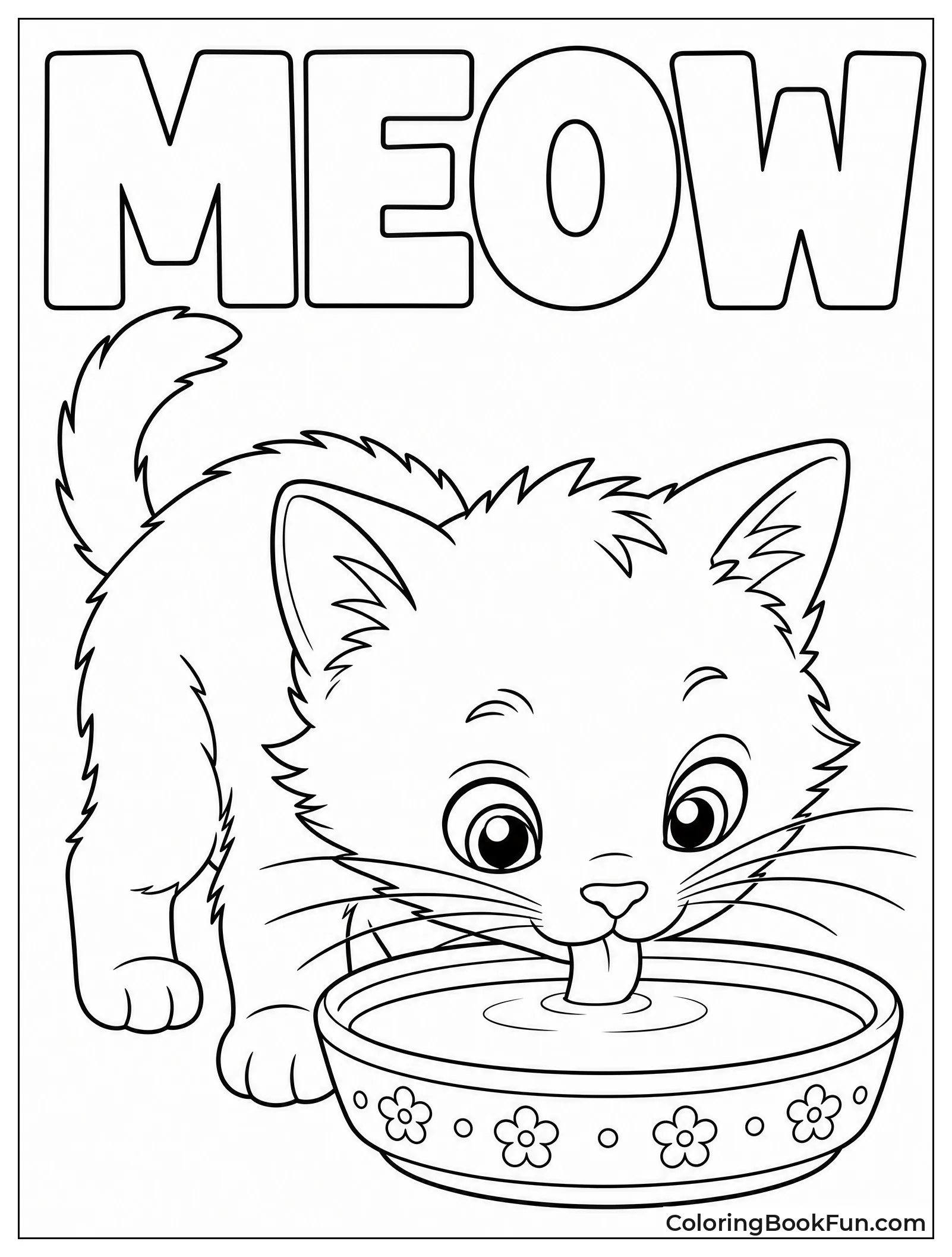 Kitten Drinks Milk from Saucer