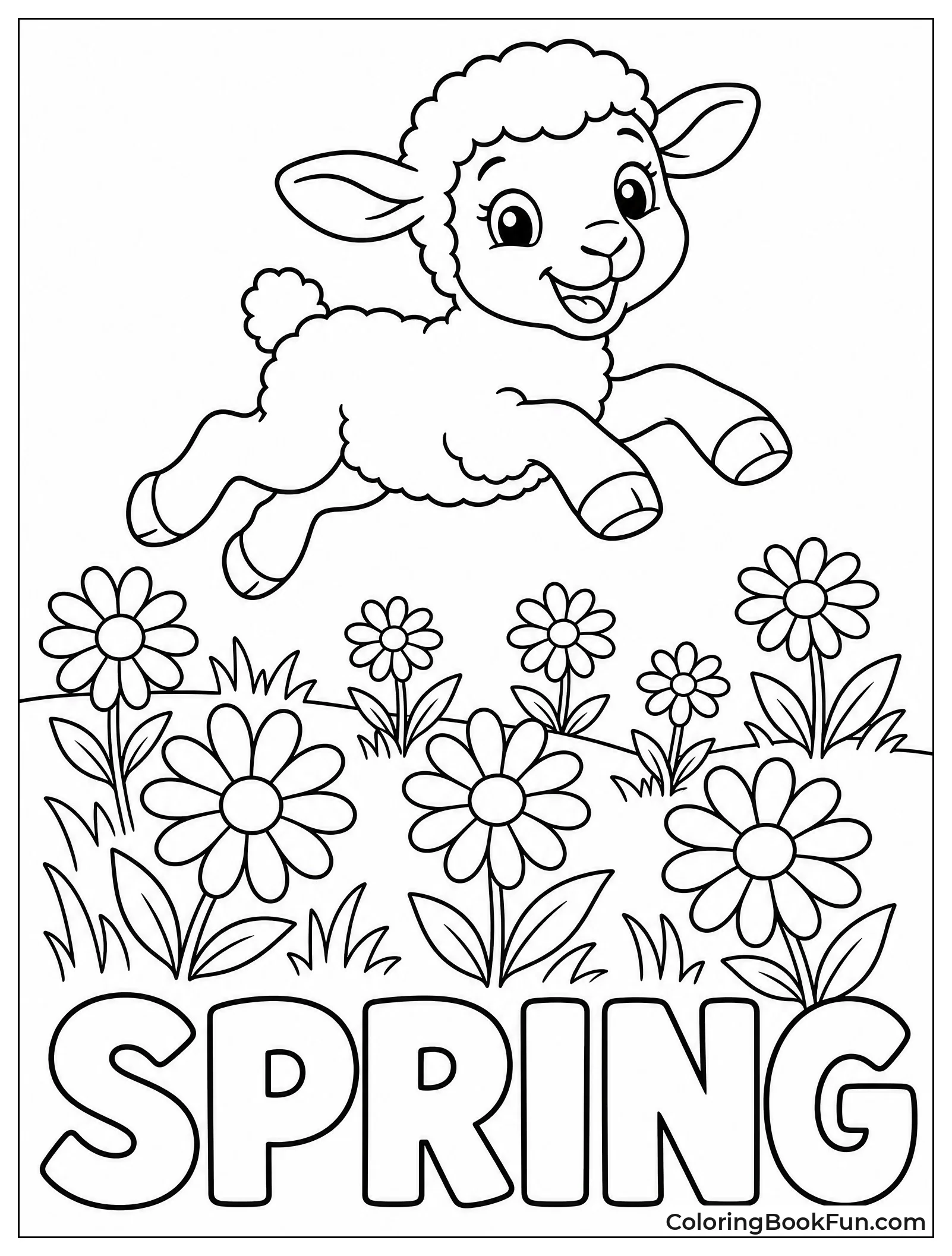 Lamb Jumps in Spring Field