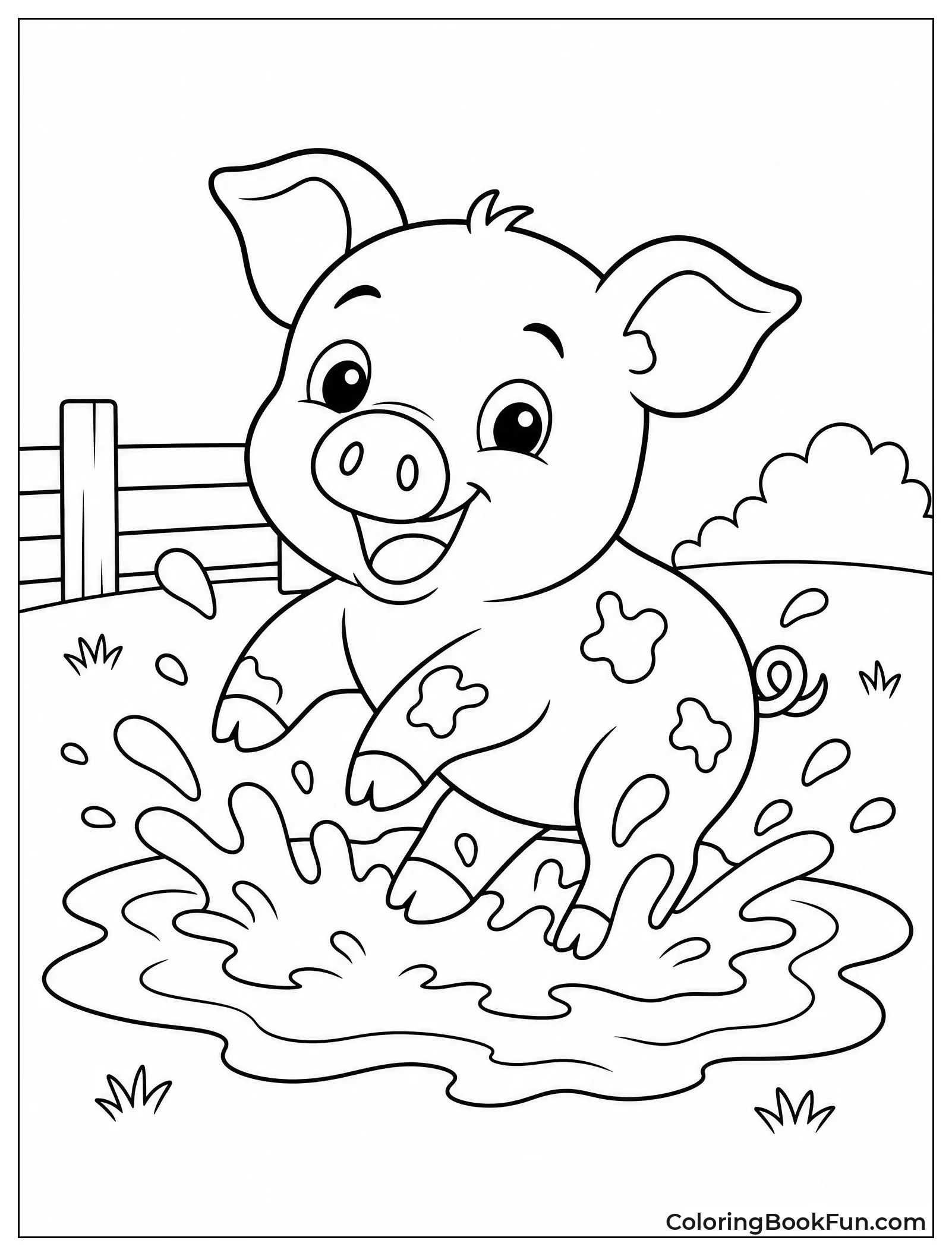 Piglet Splashes in Mud Puddle