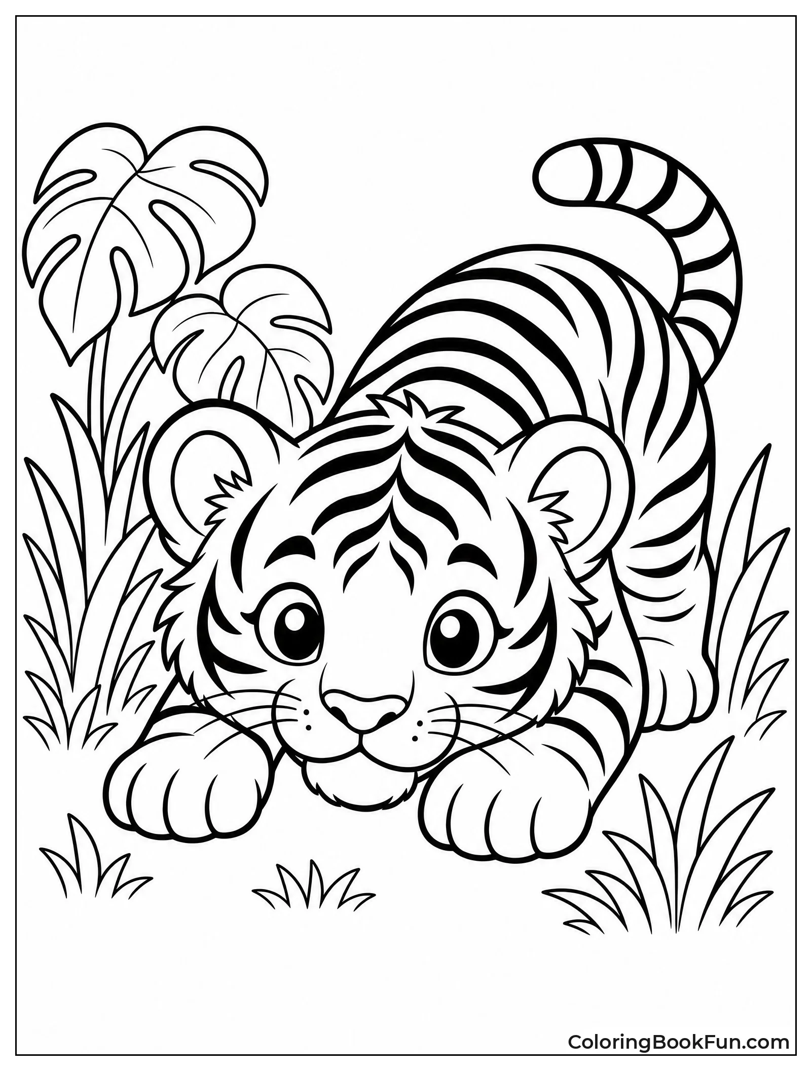Tiger Cub Hides in Jungle
