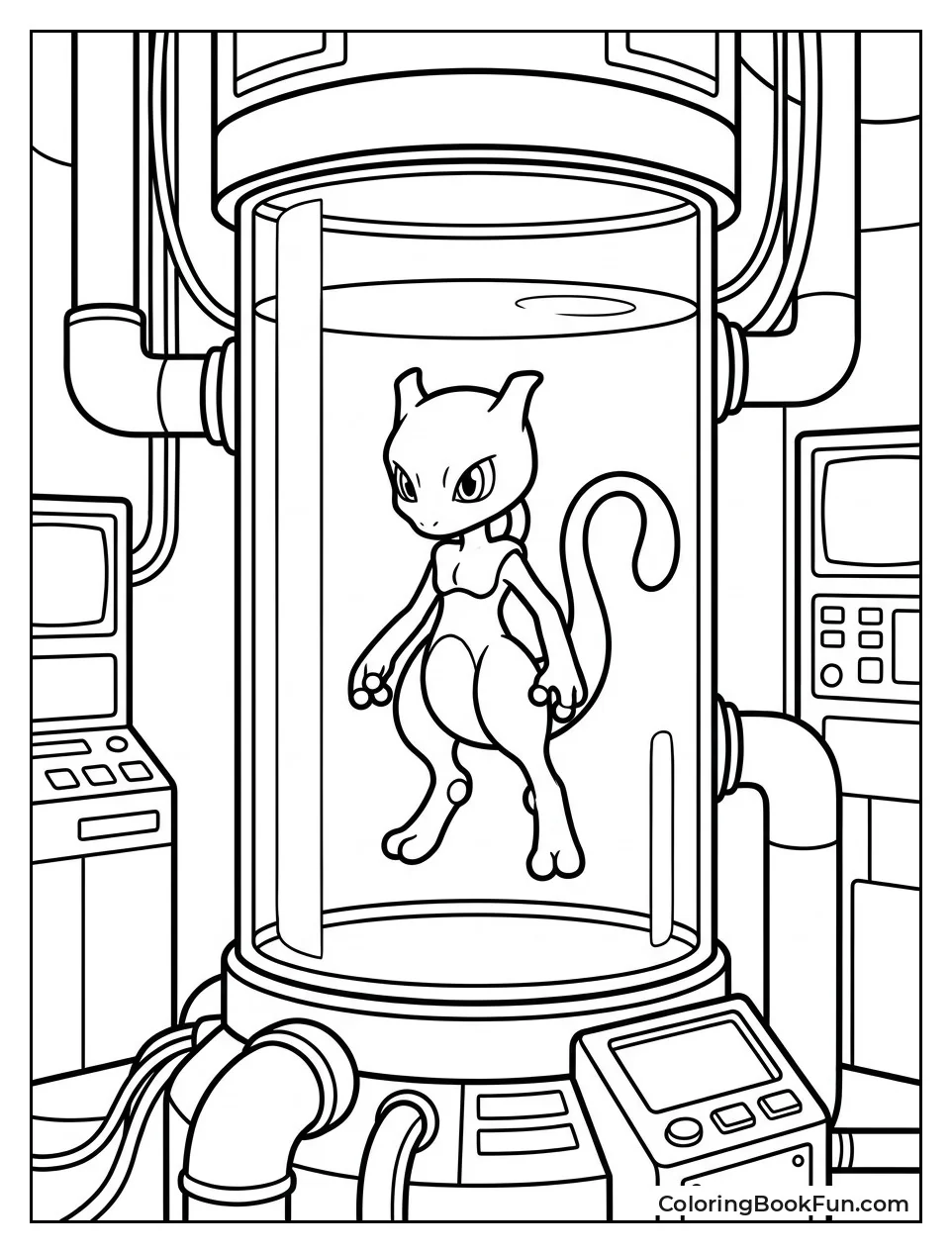 Baby Mewtwo Floats Peacefully Inside Laboratory Tank