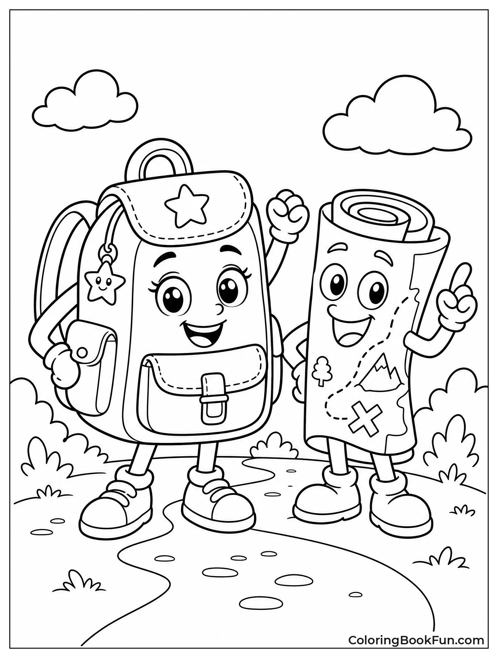 Backpack Stands with Map Friend