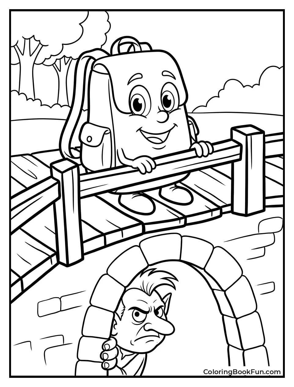 Backpack Meets Troll at Bridge