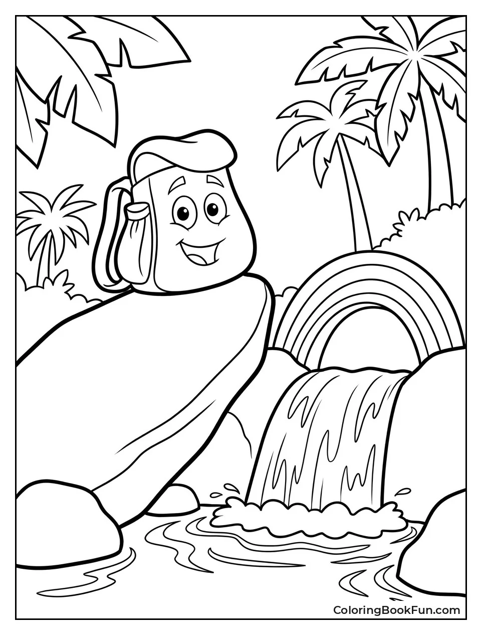 Backpack Rests near Waterfall
