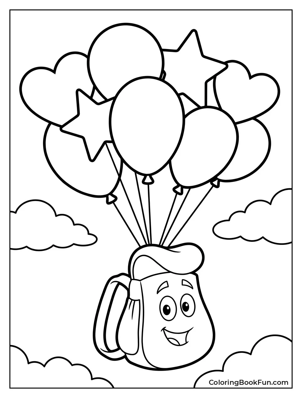 Backpack Floats Up with Balloons
