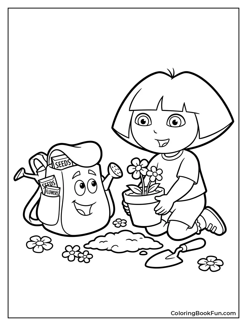 Backpack Plants Flowers in Garden