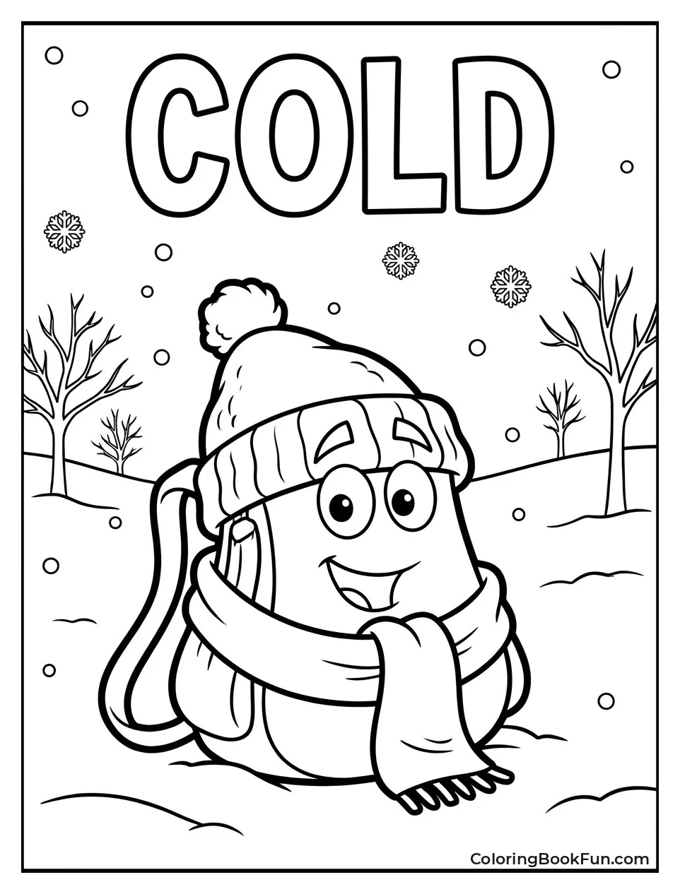 Backpack Wears Winter Scarf and Hat