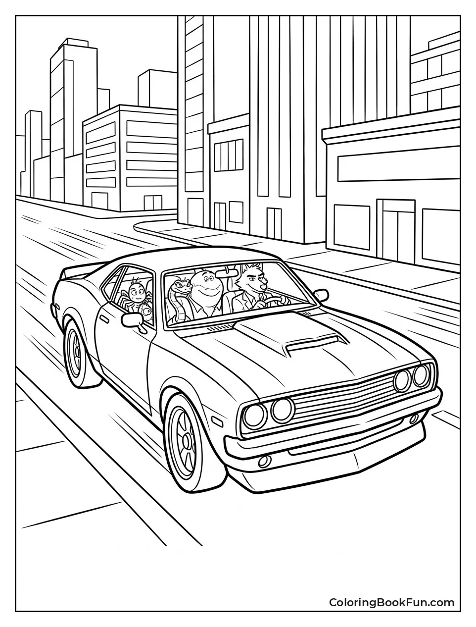 Muscle Car Speeds Through Streets