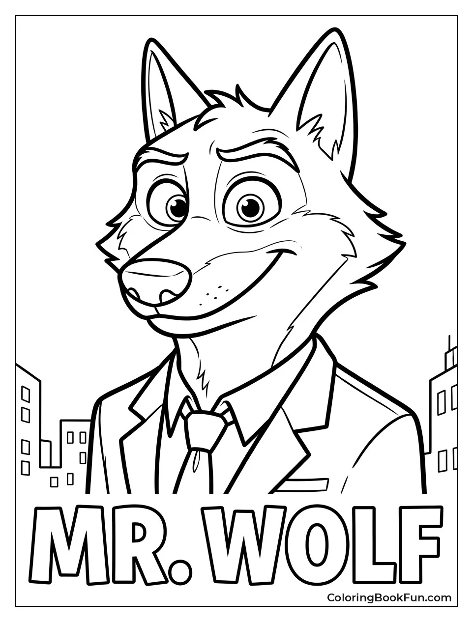 Wolf Smiles With City Behind