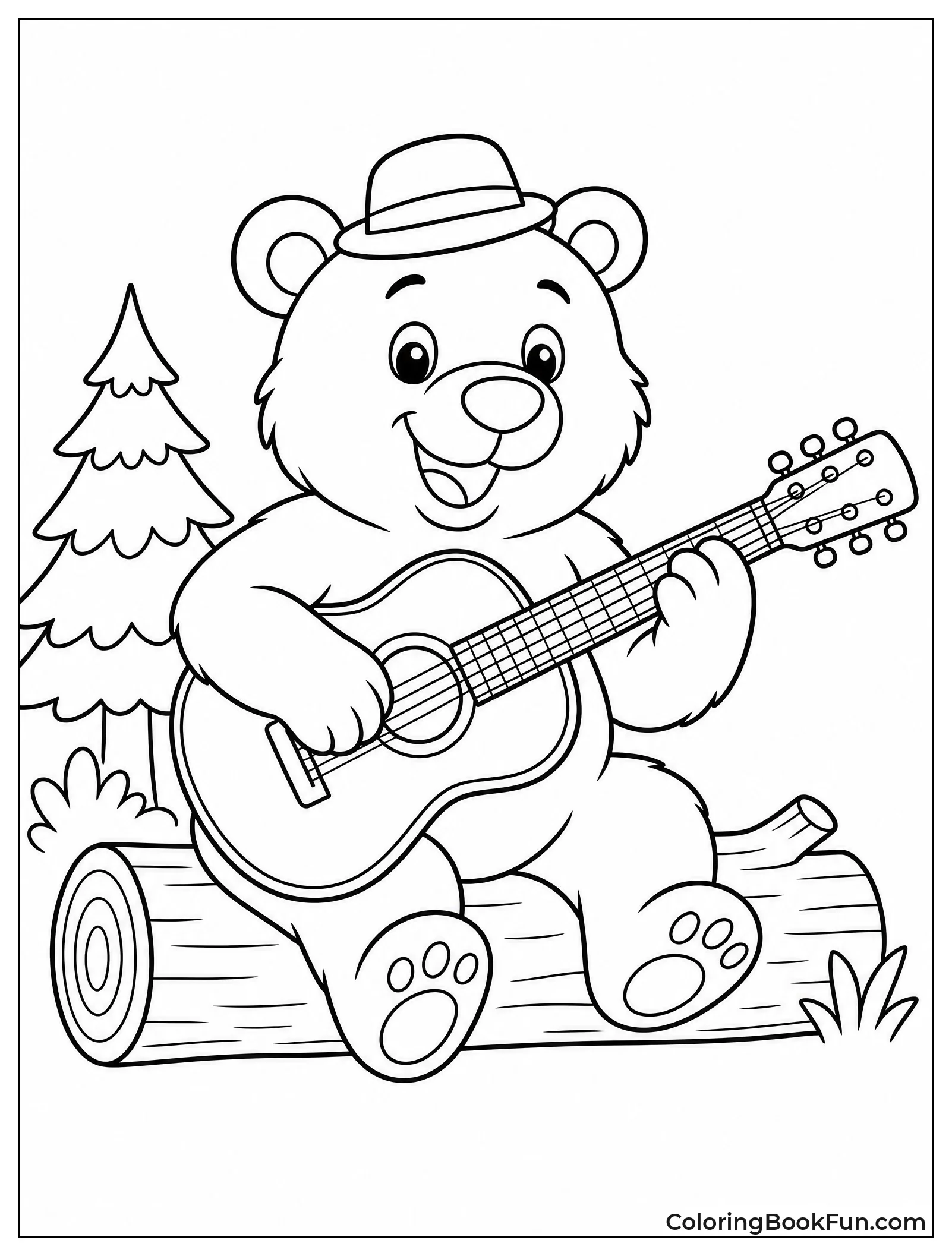 Bear Plays Guitar on Log