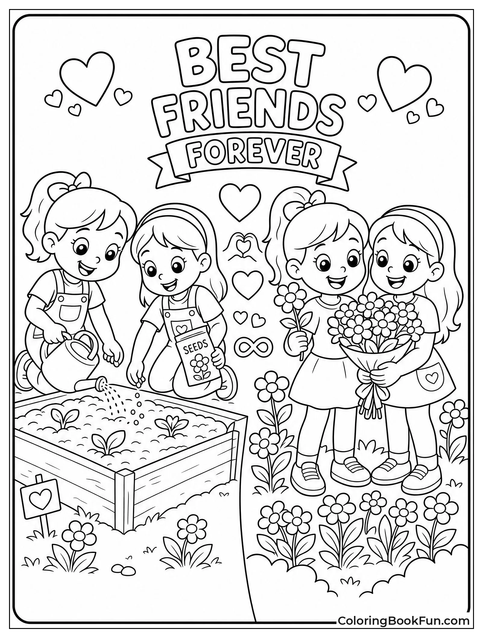 Friends Plant and Pick Garden Flowers