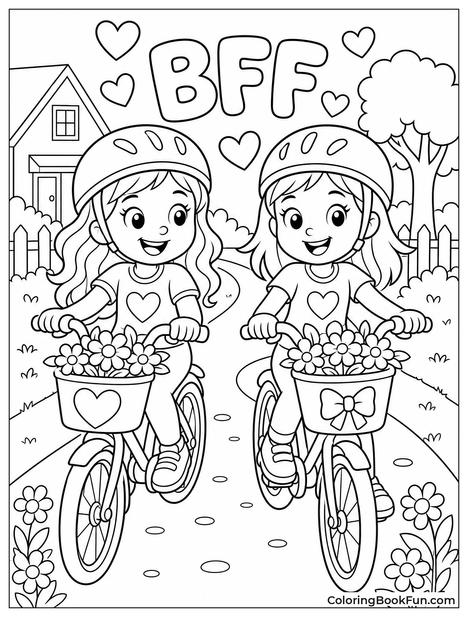 Friends Ride Bikes on Path