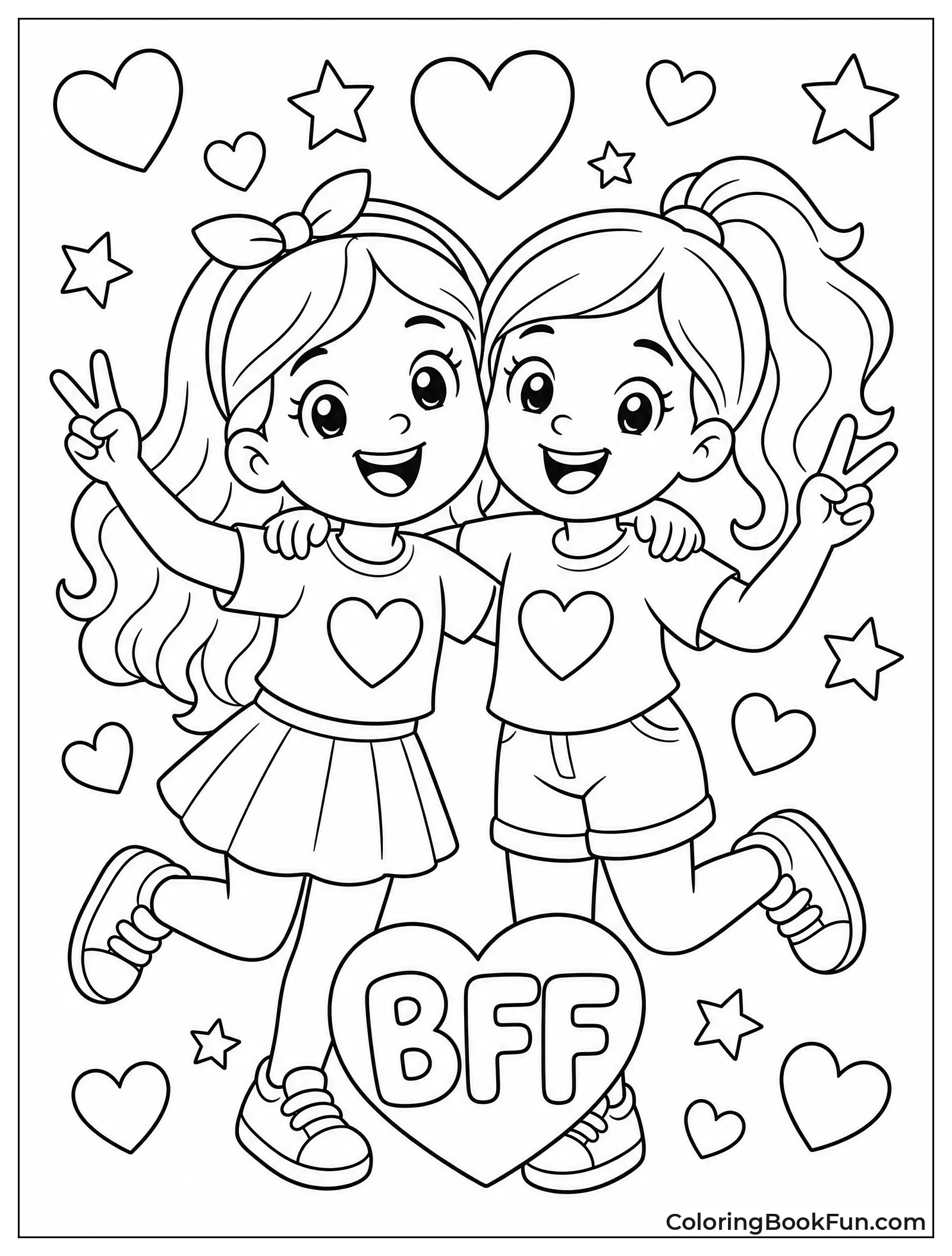 Friends Surrounded by Floating Hearts