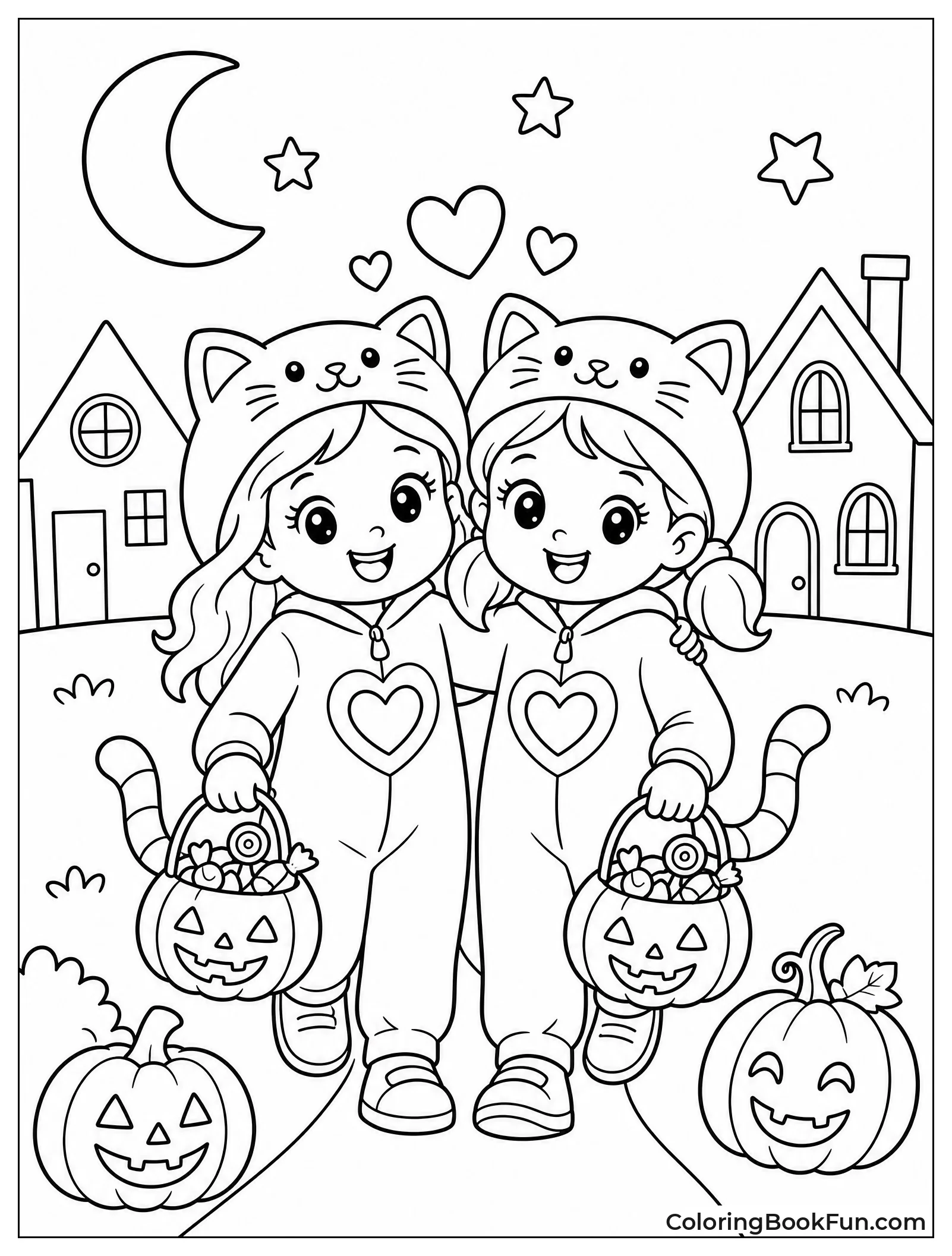 Friends Trick or Treat in Costumes